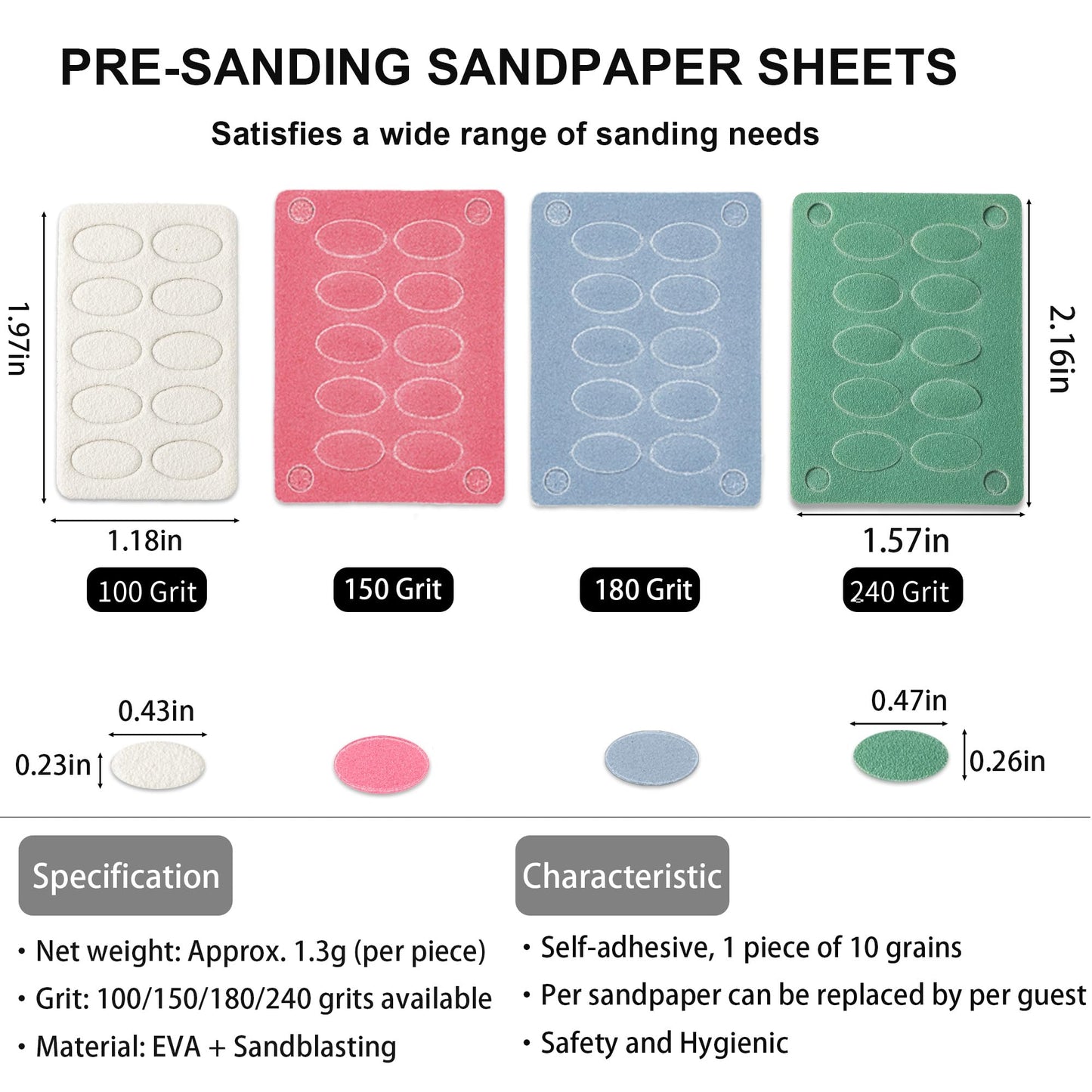 HaimiLiya Pre-treatment Loop Cuticle Pusher and 100/150/180/240 Grit Sandpaper Sheets Nail Brush Set, Nail Care Nail Prep for Manicure Pedicure Nail Art