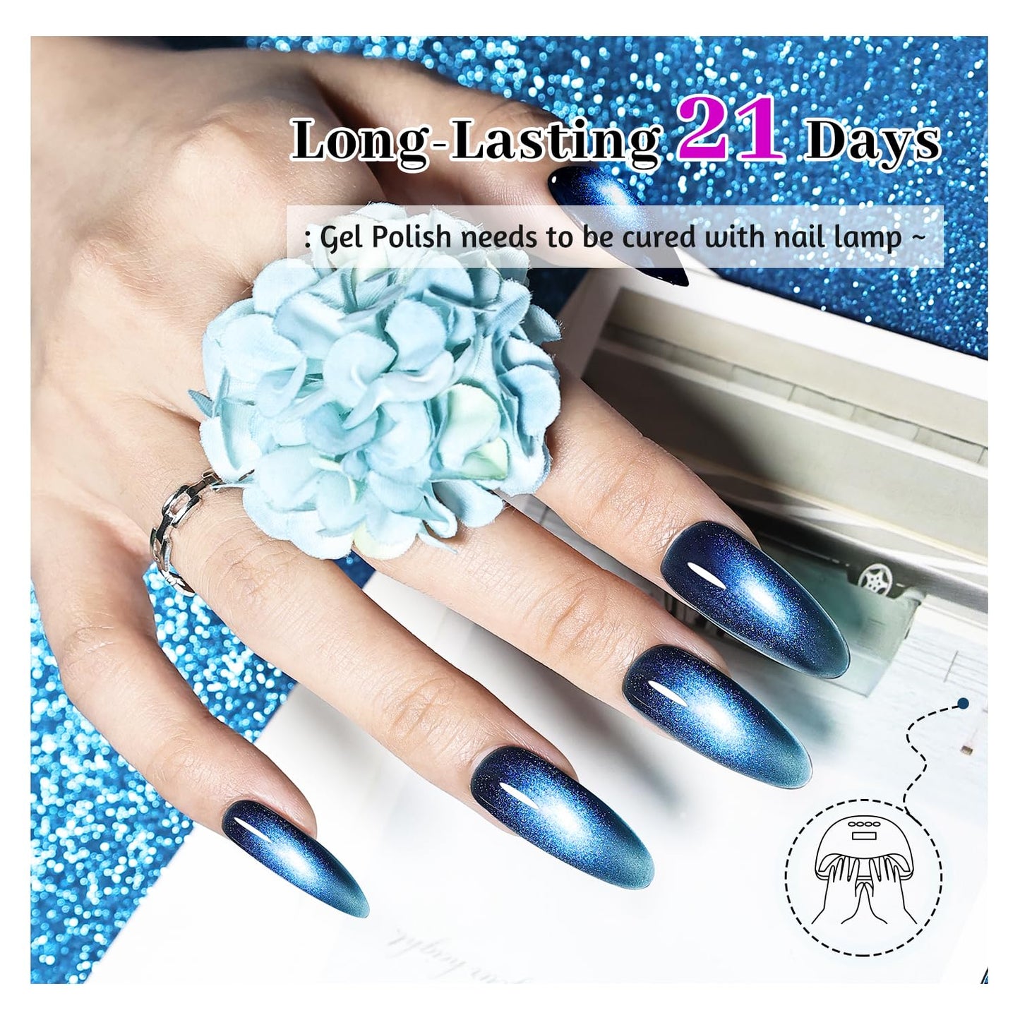 JODSONE Cat Eye Gel Nail Polish 10 Colors Blue Green Red with Base Coat Top Coat Magnet Stick Glazed Amber Cat Eye Gel for Home DIY