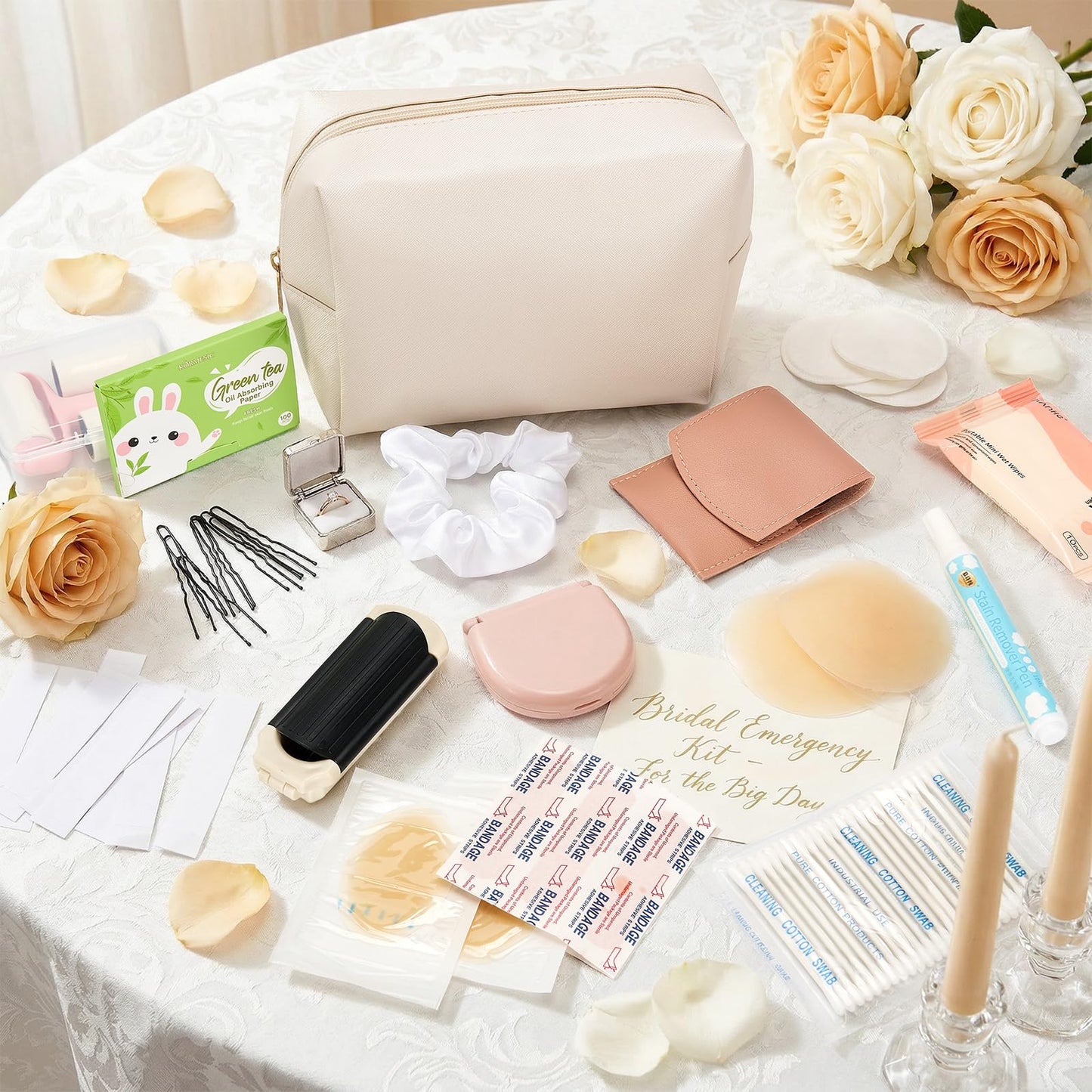 Defresit Women's Wedding Emergency Kit for Bride - Bridal Emergency Survival Kit with 30+ Essentials, Makeup Bag, Manicure Set, Sewing Set & More for Wedding Day, Travel & Daily Use (White)