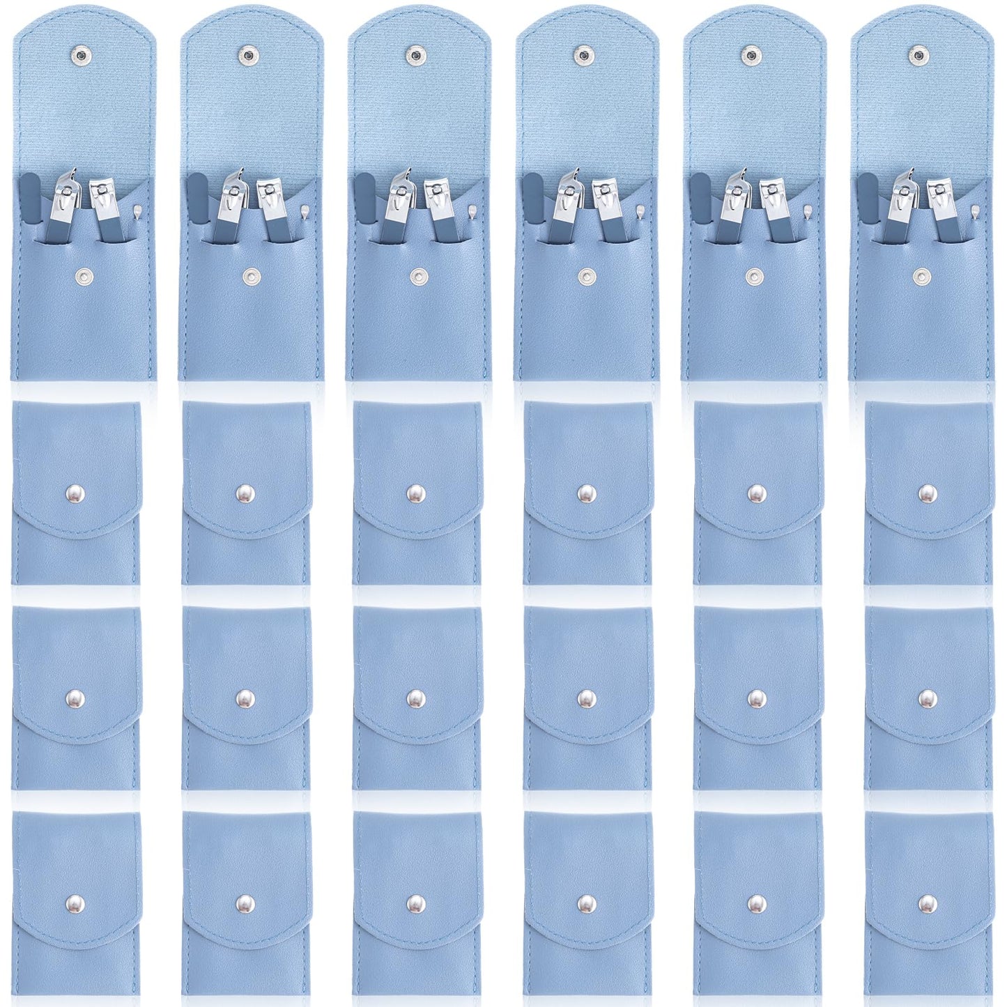 24 Sets Manicure Set Bulk, 4 in 1 Stainless Steel Fingernail Clippers Kit Nail Cutter Trimmers with Travel Case, Professional Pedicure Tools for Personal Care, Gifts, Travel and Home Use, Blue