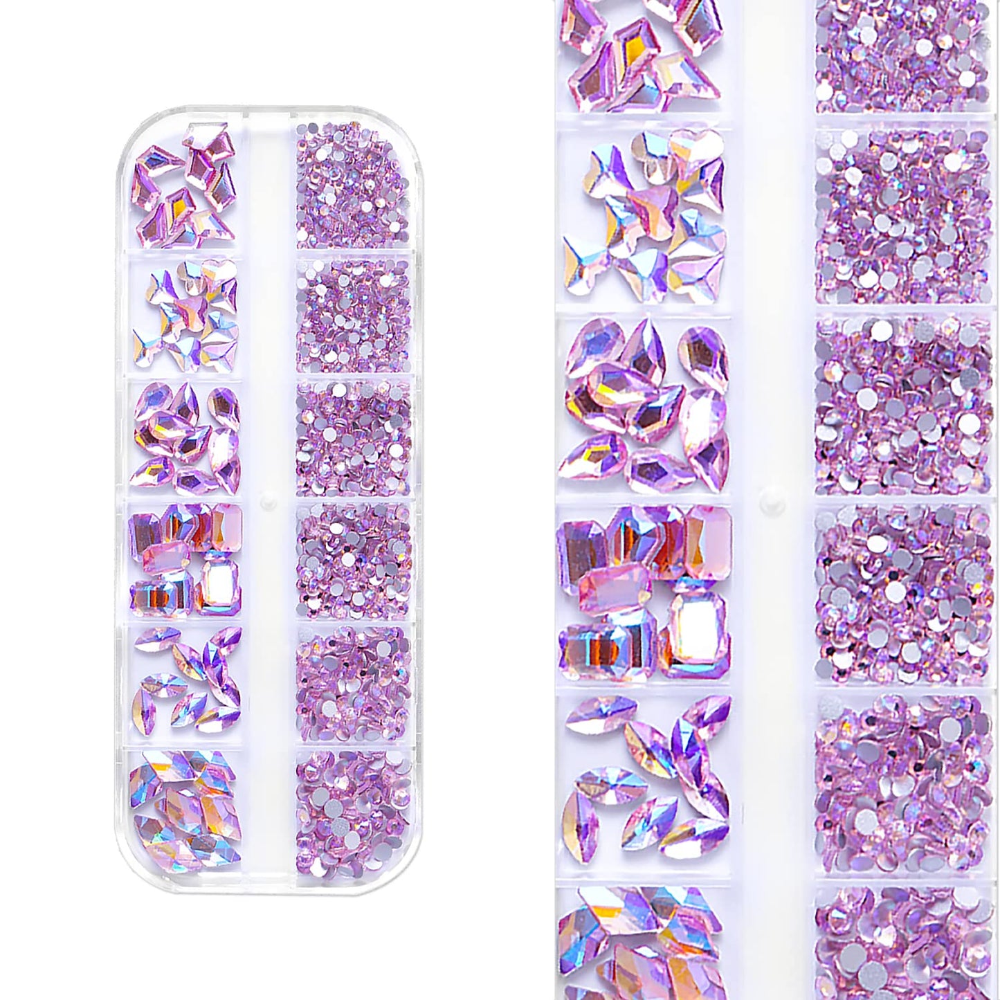WOKOTO 2 Box Flat Back Pink and Rose AB Nail Rhinestones for Nails Art Rhinestones for Crafts Big Pink Nail Crystal Rhinestones for Acrylic Nails Diamonds for Nails Stones Crystals for Nails