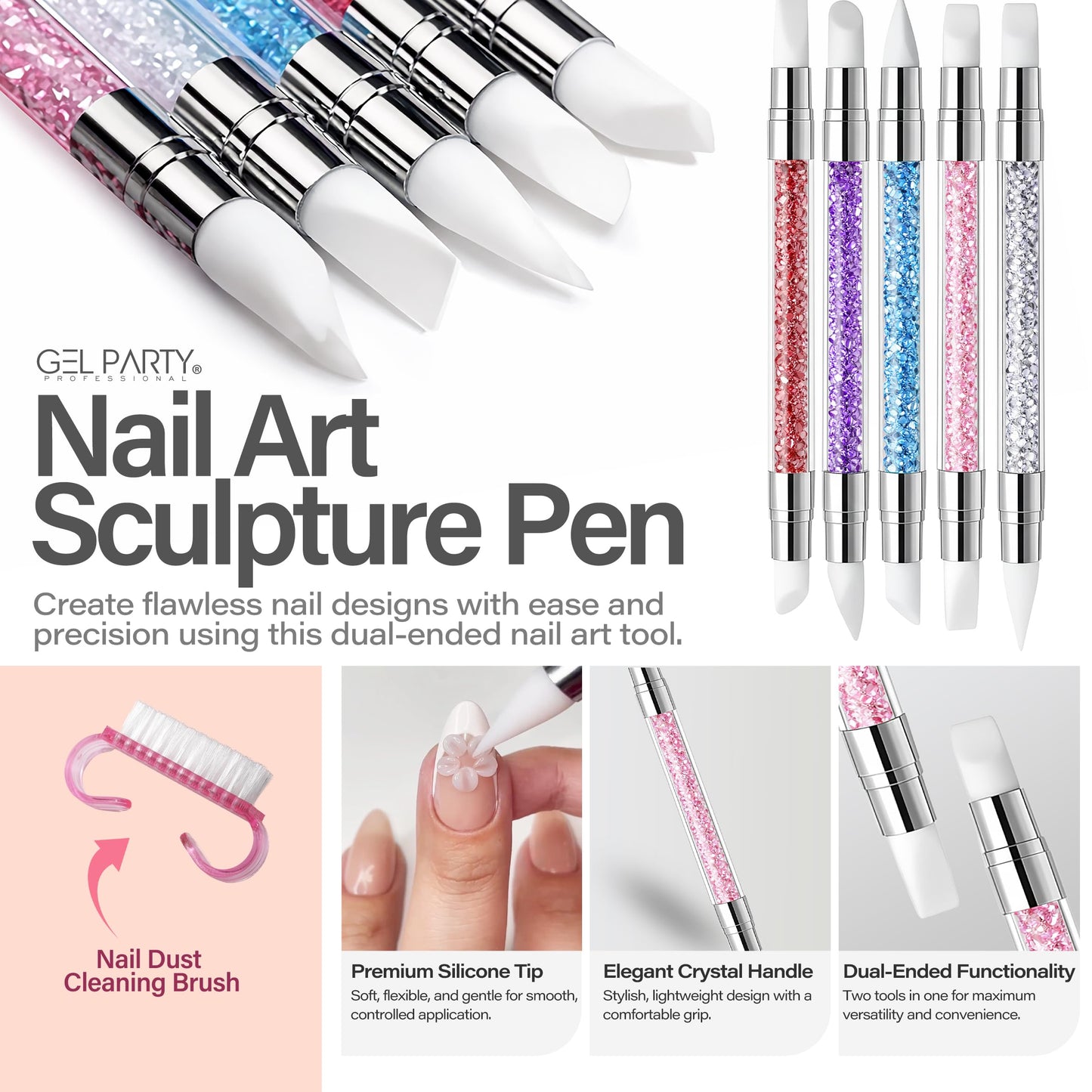 GEL PARTY Professional Nail Art Brush Kit – 21 Pcs Pastel Color Detail Brushes Set for Gel, Acrylic, Ombre & Nail Painting – Salon & DIY Use