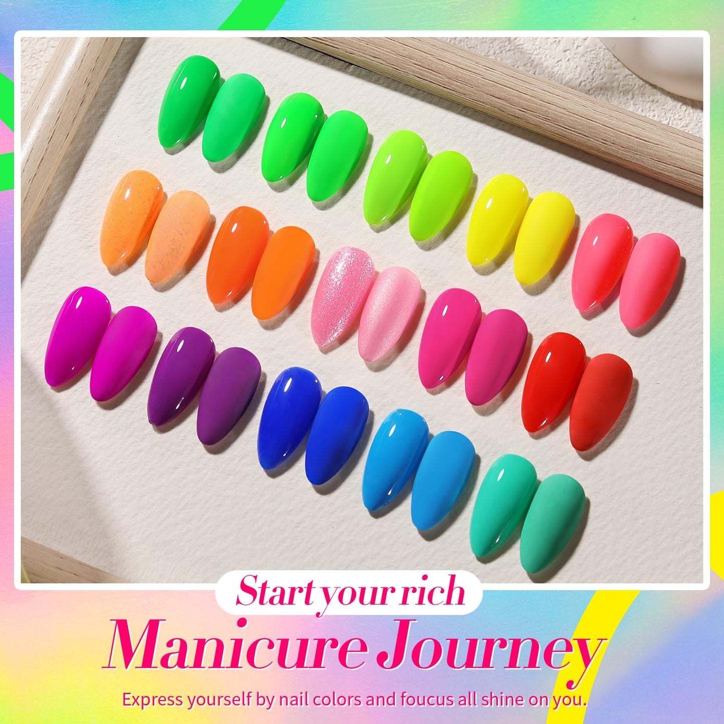 Born Pretty Neon Nail Polish Set, 15 Colors Spring Summer Nail Polish Quick Dry Nail Polish Kit Hot Pink Yellow Green Blue Neon Nail Lacquer Manicure Set for DIY Nail Art Salon Home Gift
