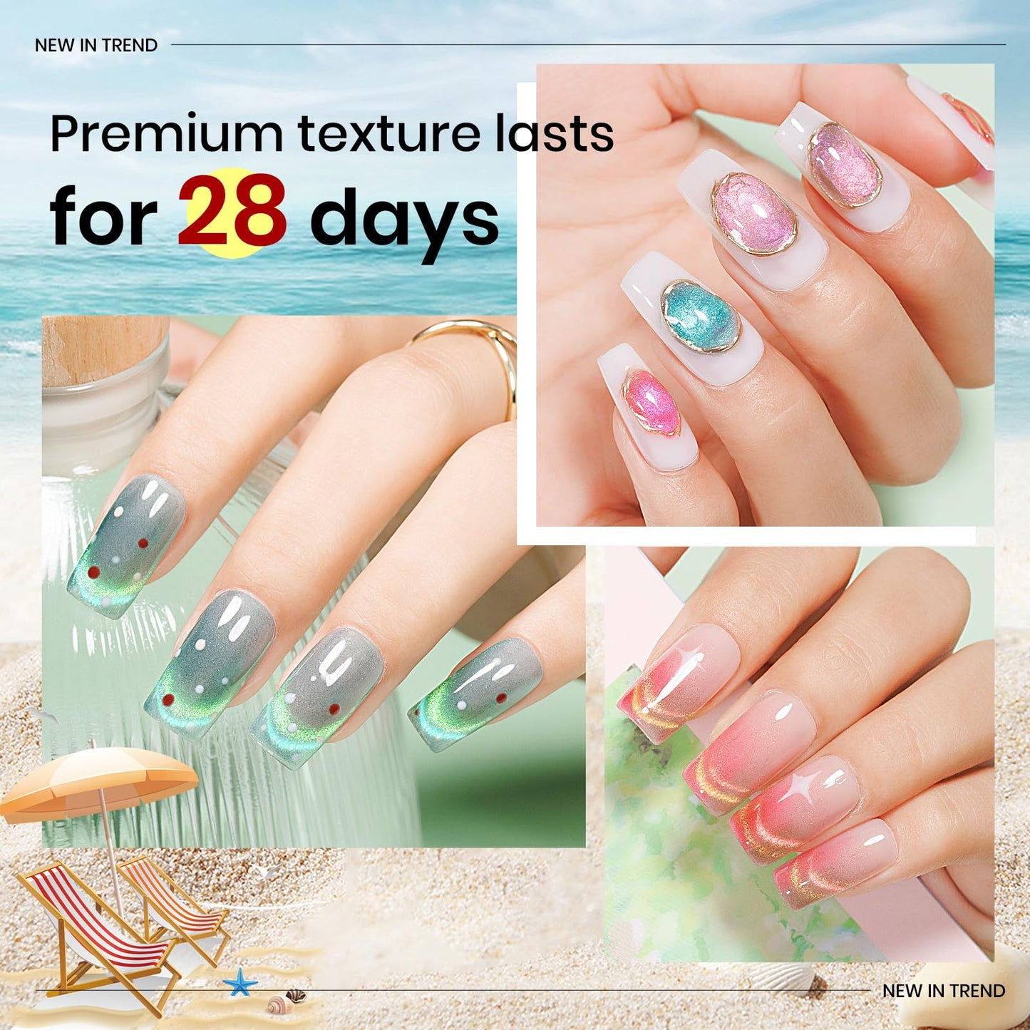 MIZHSE Cat Eye Gel Polish Set, 6 Colors Holographic Magnetic Gel Polish Set with Magnet Stick, Glitter Pink Green Blue Purple Magnetic French Nails Nail Polish Kit Gift Set for Women