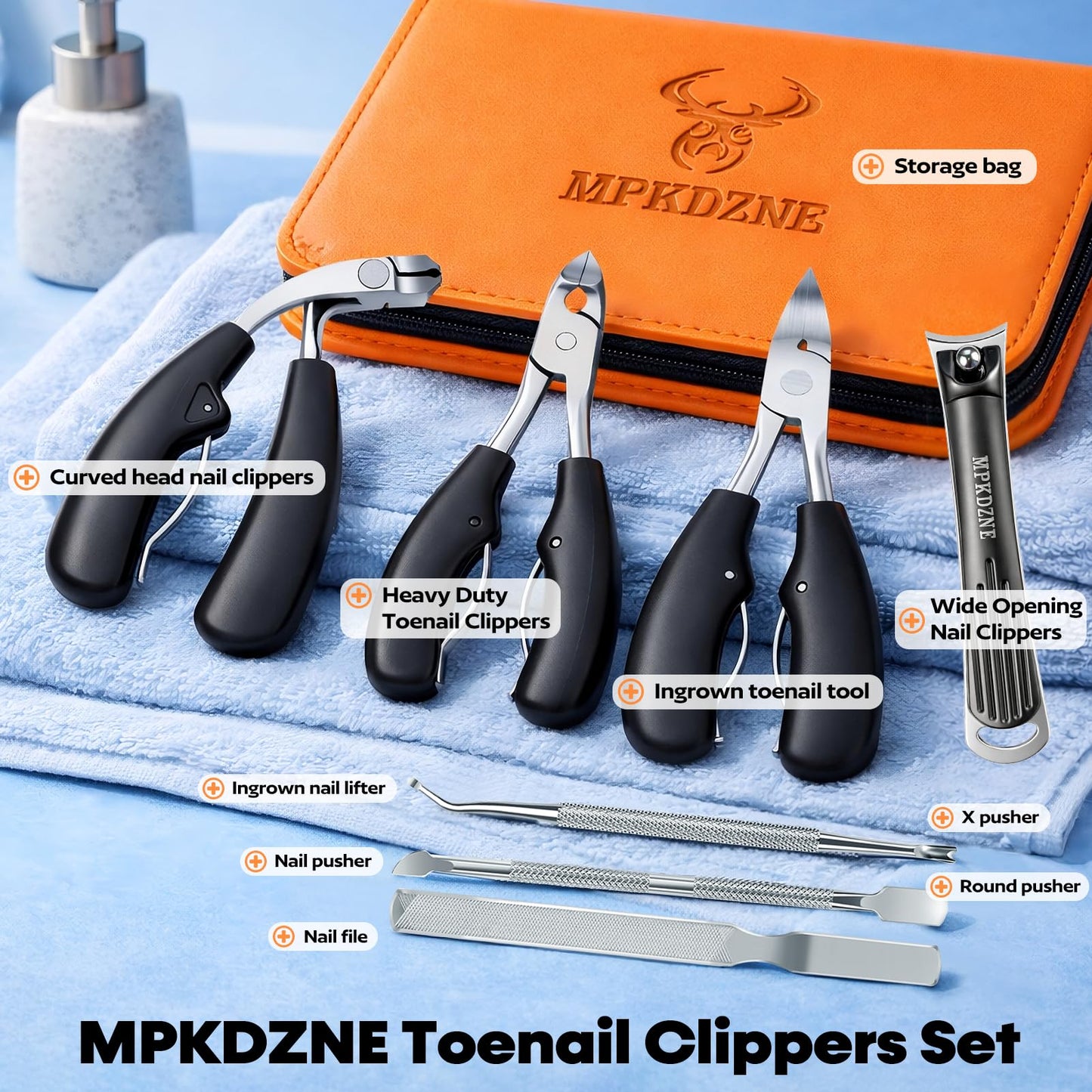 2026 Heavy Duty Toenail Clippers for Thick Nails, 7-in-1 Pedicure Kit with Catcher for Seniors & Men, Professional Wide Jaw Ingrown Toe Nail Clipper Set, Podiatrist Tool