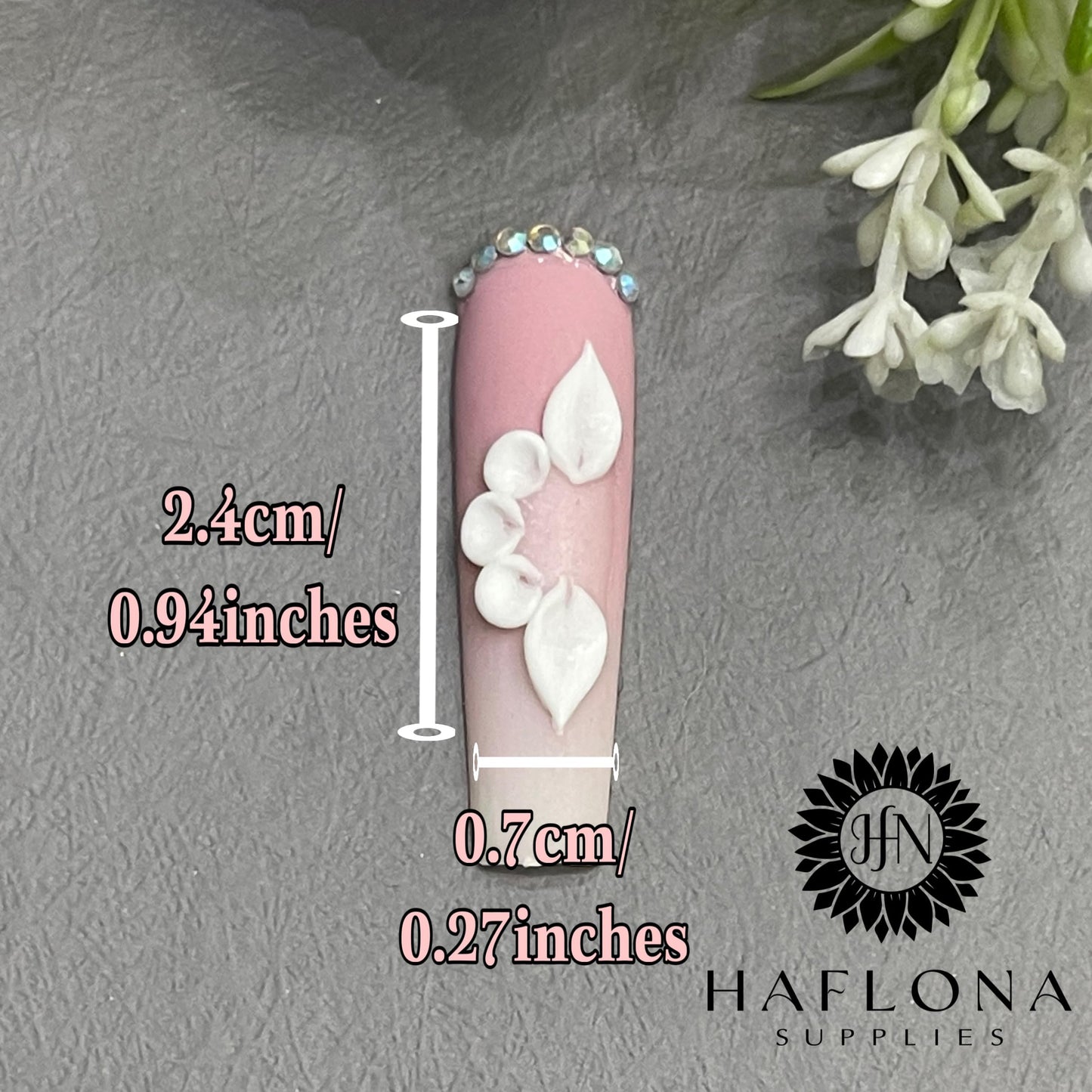 Set 12Pcs 3D Flowers Nails Charms Glow in The Dark Handmade by Acrylic Powder Design For Long Nail L,XL,XXL Flower Nail Art Floral Salon Decor Women Girls (White No Gems Glow in Dark-12Pcs)