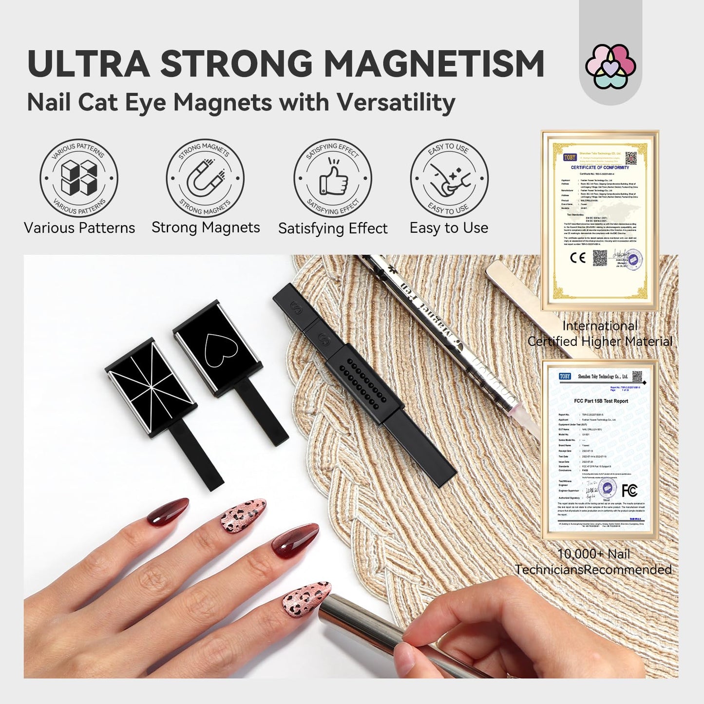 SAVILAND 6 PCS Cat Eye Magnet for Nails: Multi-Functional Double-Head Magnetic Wands Sticks - Heart, Elongated, Cylindrical, Thickened Nail Art Tool for Gel Polish