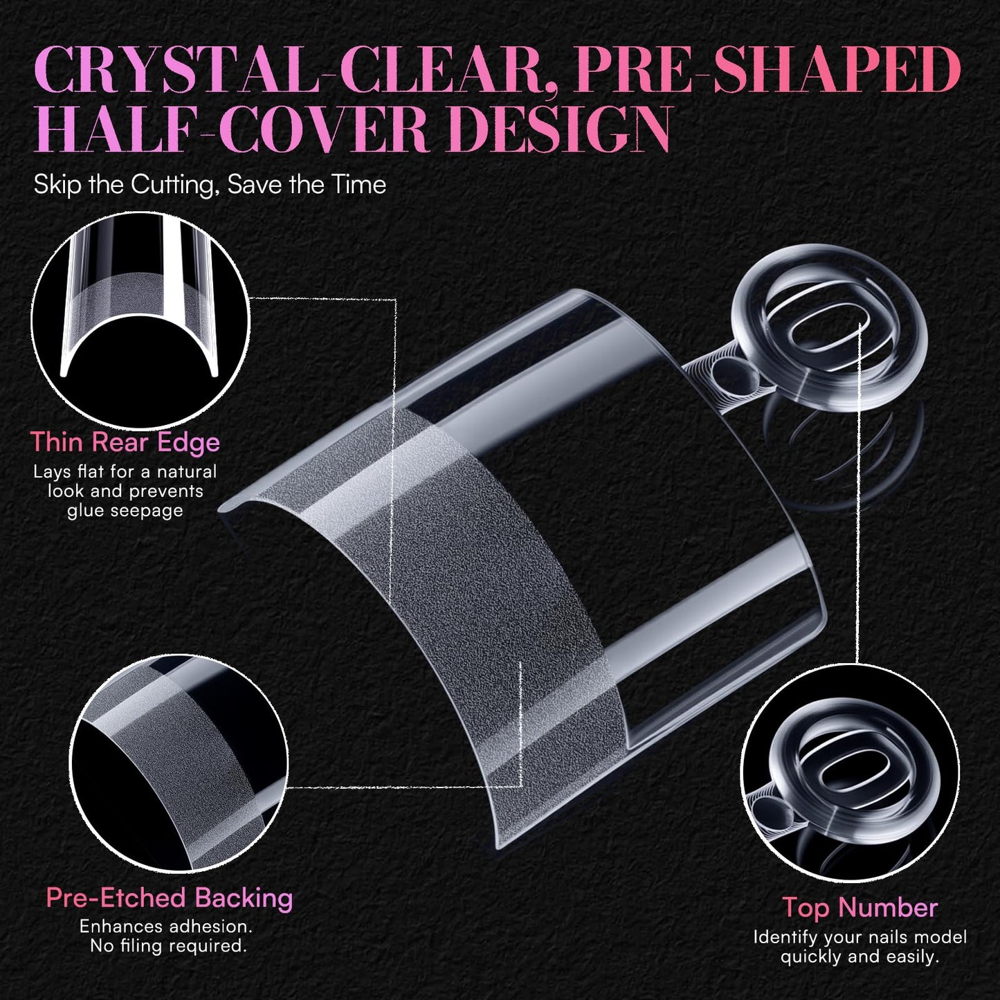 Makartt Short Square Nail Tips: 504 PCS Half Cover Pre-shaped Acrylic Nail Tips, Half Matte, 15 Sizes, False Nails - Easy-to-go Nail Extensions Manicure Supplies Salon DIY at Home