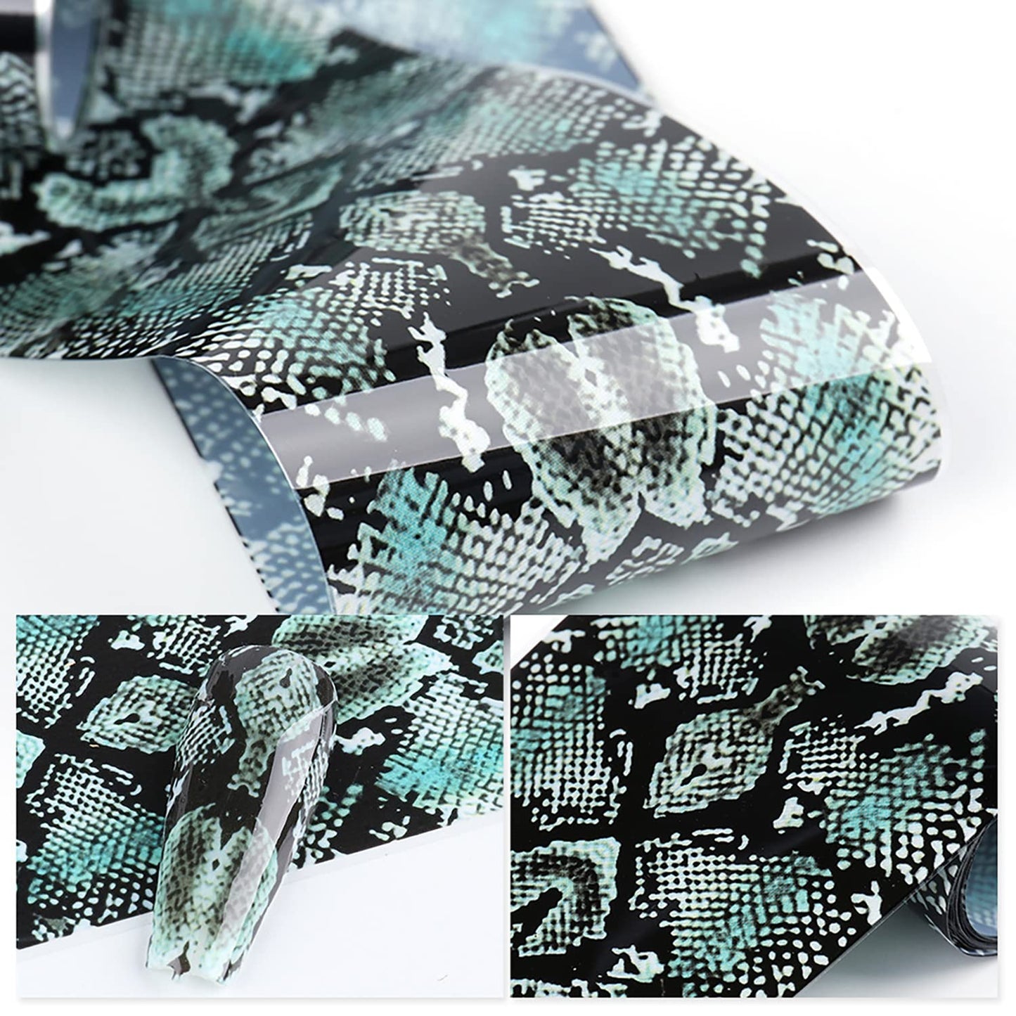 Snake Print Holographic Nail Foil Stickers - Sky Starry Paper Transfer Foils for Nail Transfer Glue Women Manicure