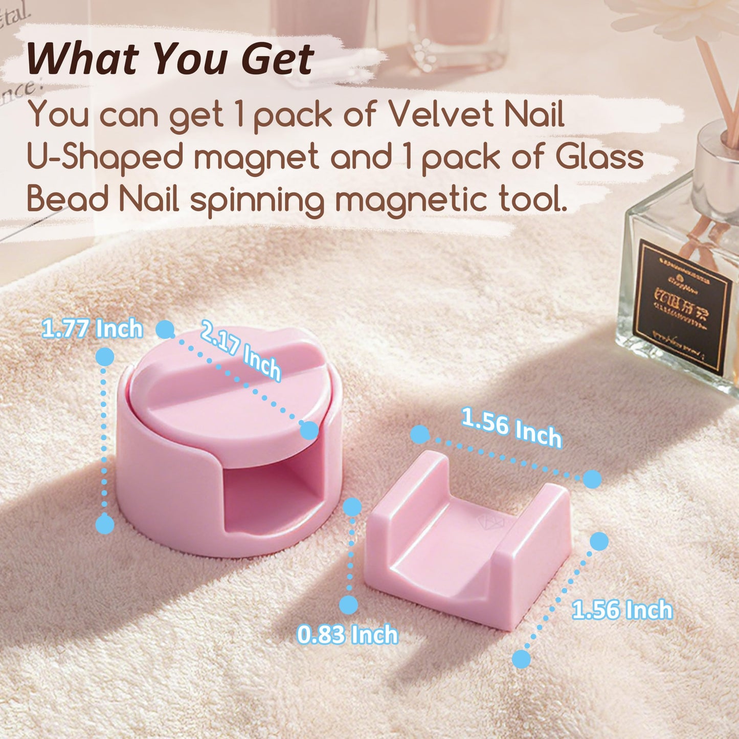 360° Rotating Glass Bead Nail Magnet Tool with U-Shaped Magnet for Velvet Nail, Compatible with Magnetic Nail Polish, DIY Nail Art Accessories, Strong Magnet for Home DIY&Salons, Set of 2