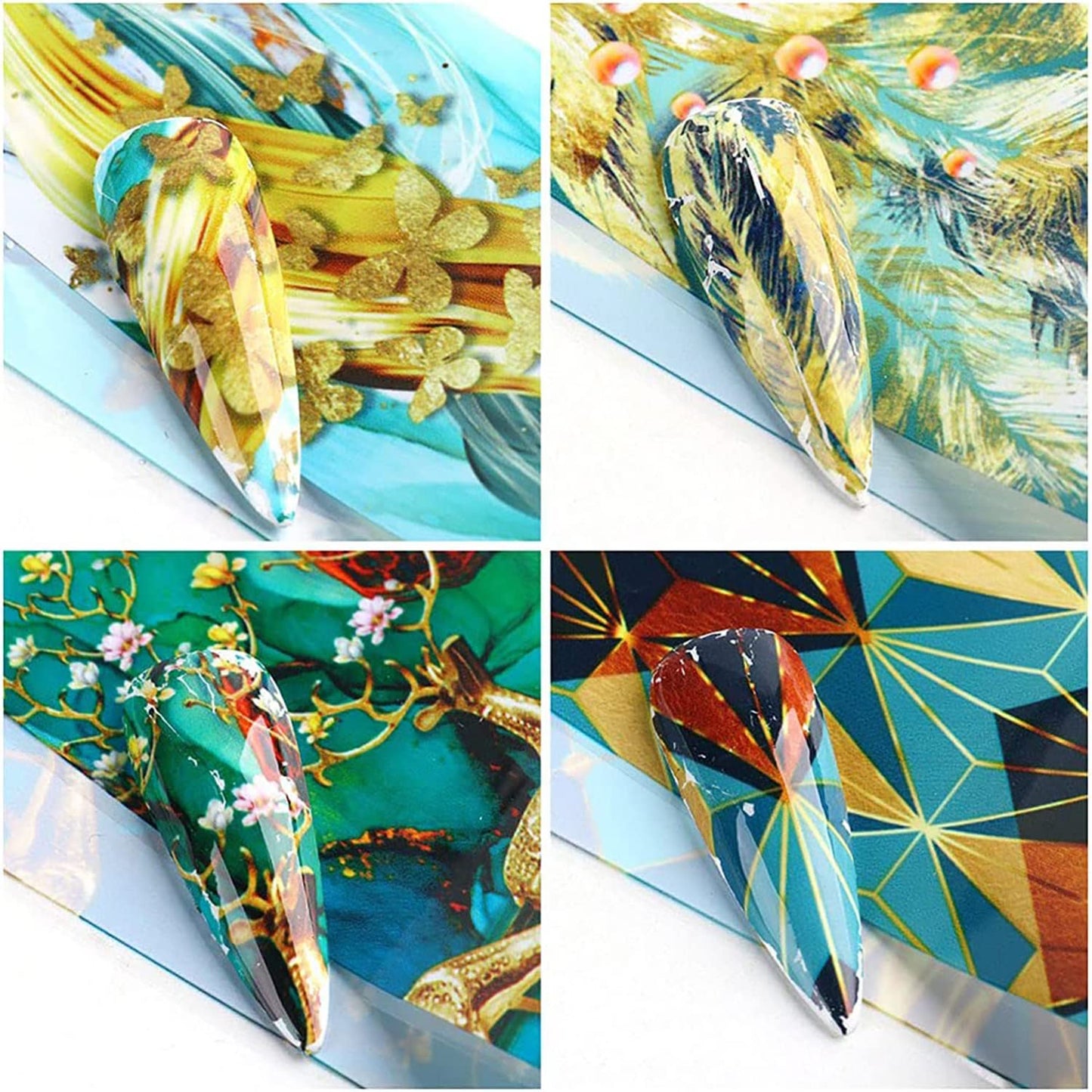 Nail Foil Transfer, DANNEASY 20 Roll Iridescent Marble Nail Foils Starry Sky Nail Stickers Holographic Nail Art Foil Transfer Rainbow Nail Design Stickers Nail Decals for Women Kids