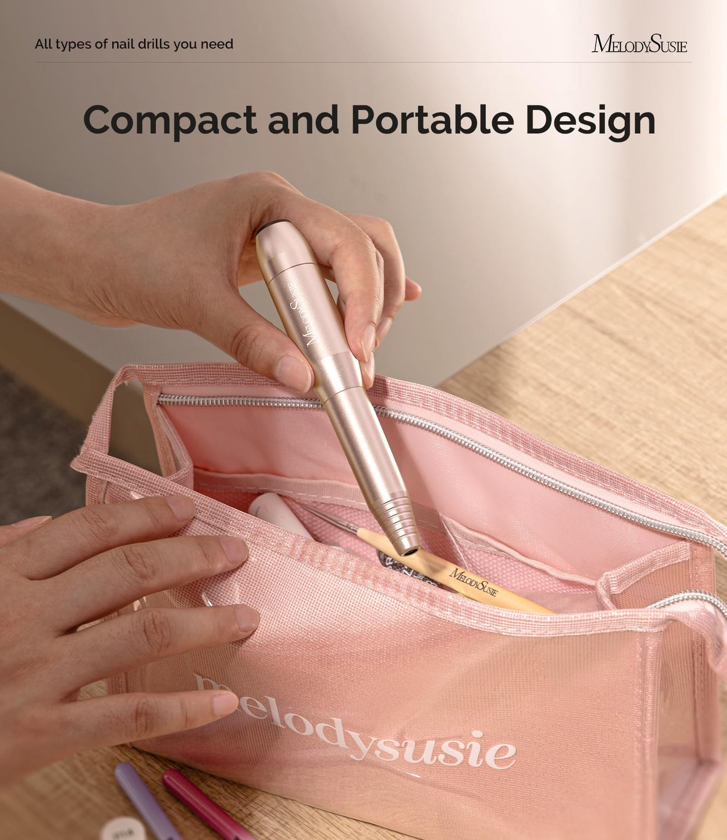 MelodySusie Pen-Shaped Portable Nail Drill with AC Adapter with Nail File Kit