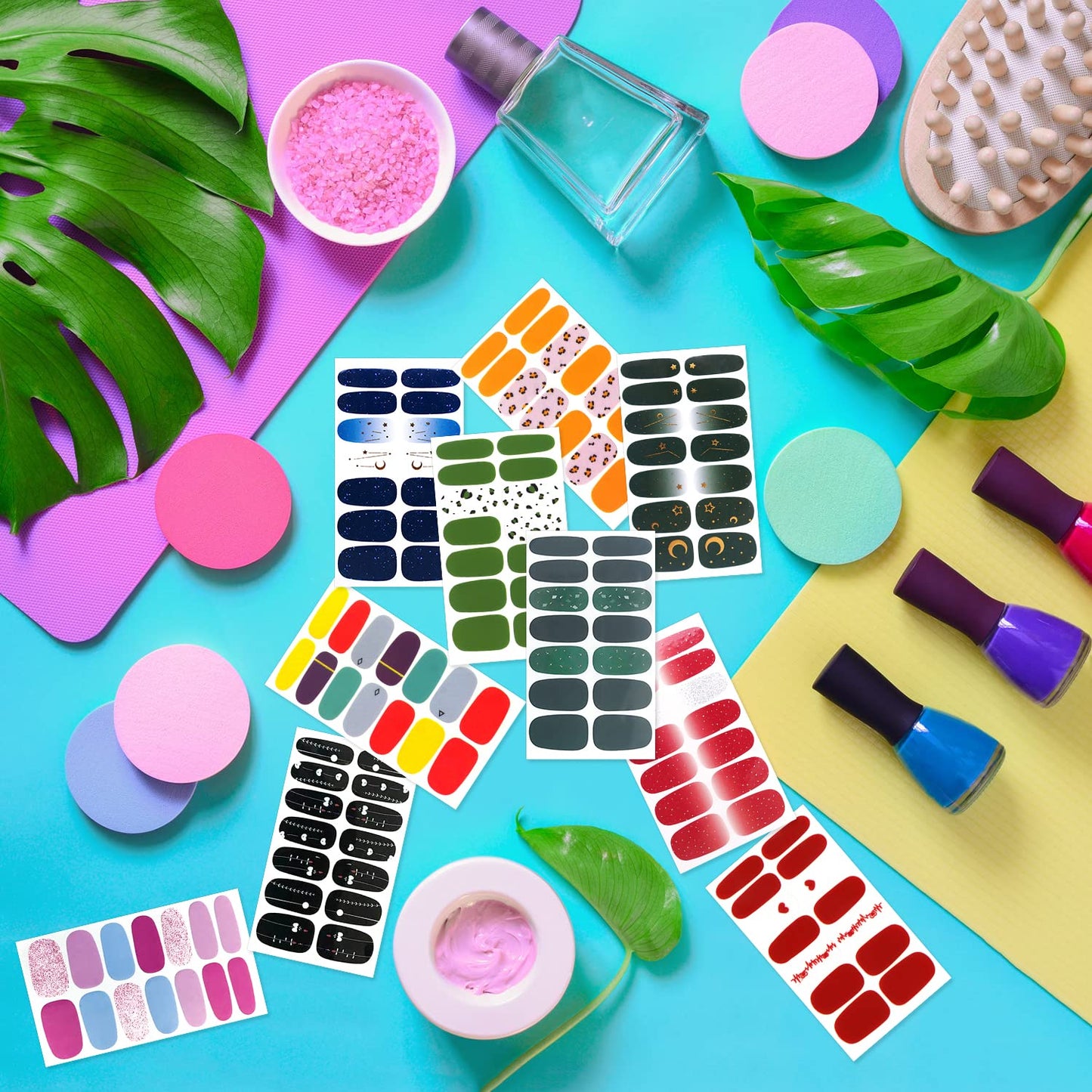 DANNEASY 420 Pieces 30 Sheets Glitter Nail Wraps with Nail File Nail Polish Strips Self Adhesive Nail Polish Stickers Nail Strips for Women Girl Salon Nail Art Accessories