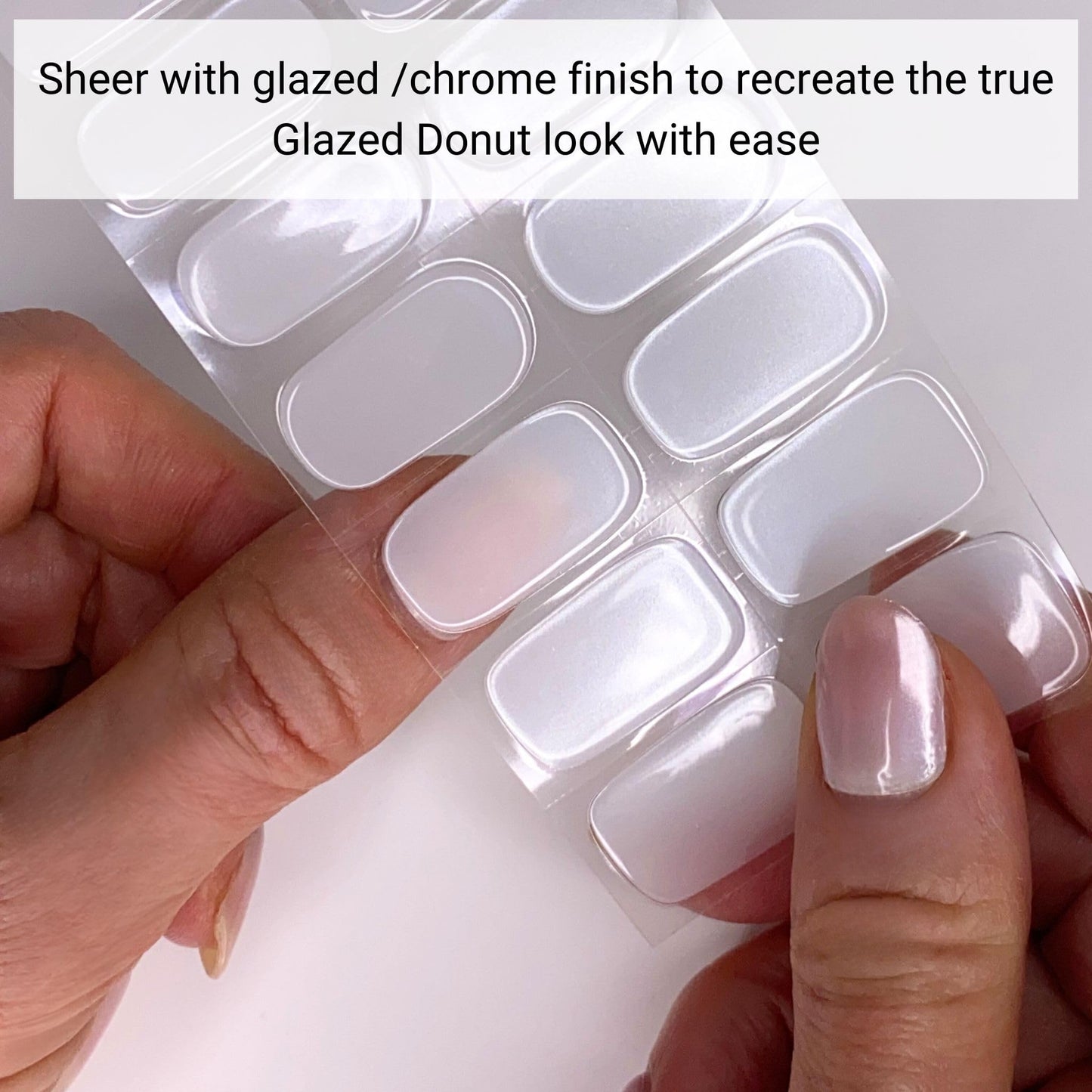ALICE & BELLA Semi Cured Gel Nail Strips-20 PCS Shimmering Glazed White Semi-Transparent Nail Strengthening Gel Stickers, Use with UV Light Lamp, Salon Quality Manicure Wraps (Glazed Orchid)