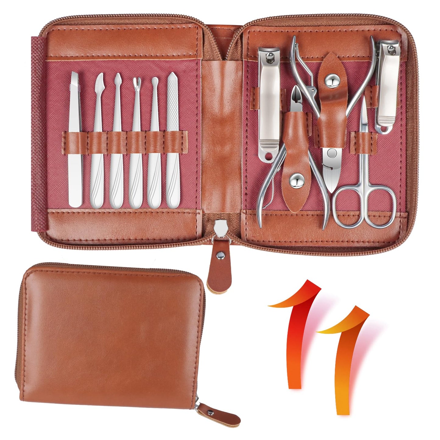 Manicure Set 11 in 1 Stainless Steel Nail Clippers for Men，Manicure Kit for Women，Nail Grooming Kit，Nail Clipper Set，Personal Care Tools