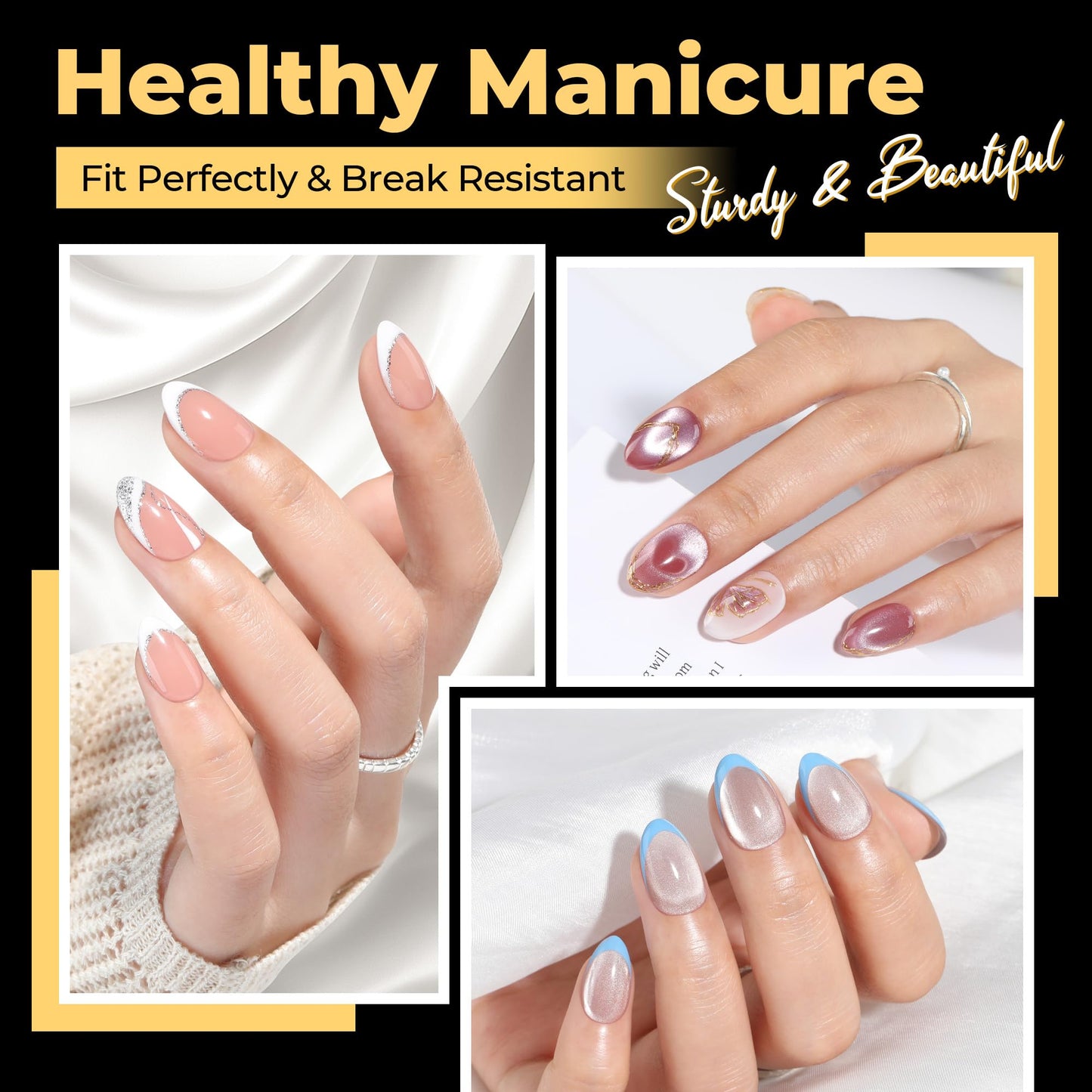UNA GELLA 600Pcs Short Oval Almond Gel Nail Tips, Round Almond Press on Nails Pre-shaped Soft Gel Clear Fake Nails Tips Full Cover for Nail Extension Home DIY Salon 12 Sizes