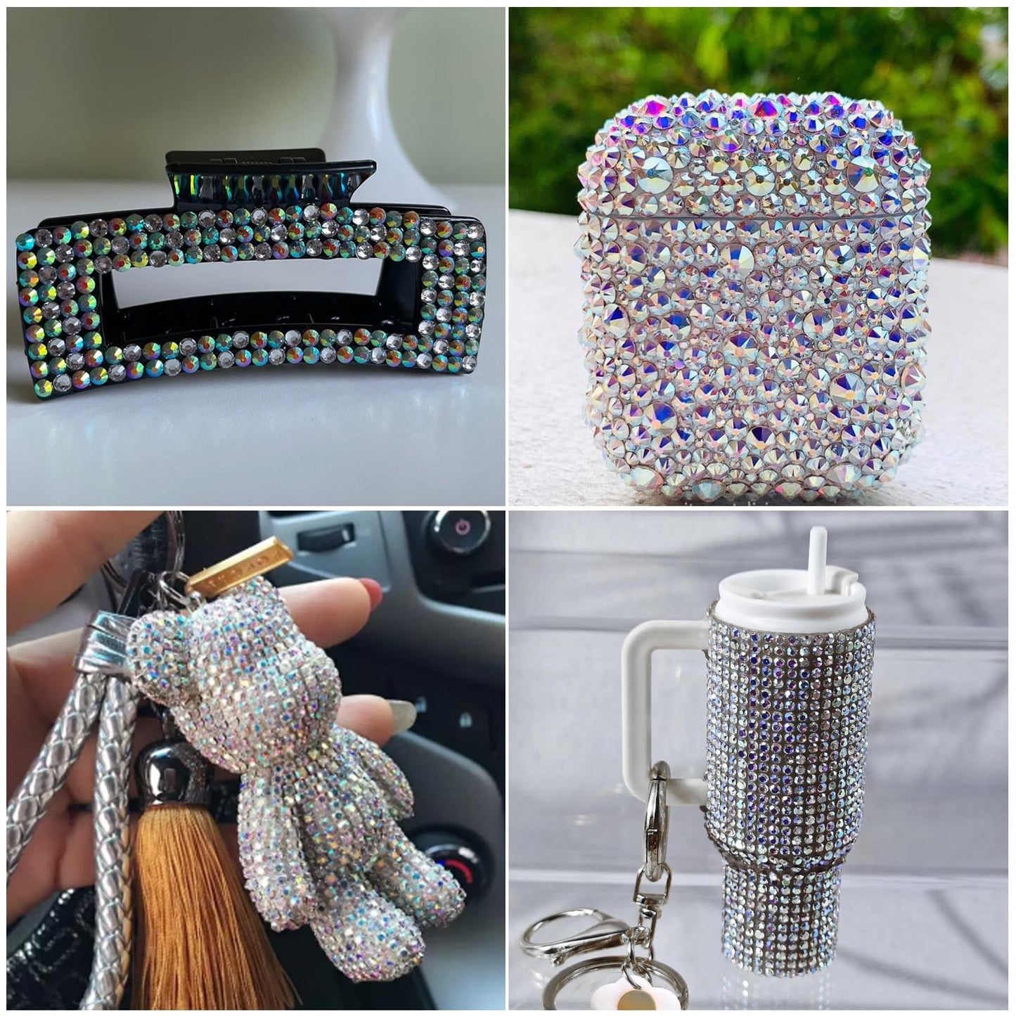 SEMATA AB Crystal Nail Art Rhinestones Charms Flatback Nail Gems Rhinestones Diamonds Multi Shapes AB Crystal Nails Charms Stone Mixed Size Nails Art Accessories Decoration Design for Women