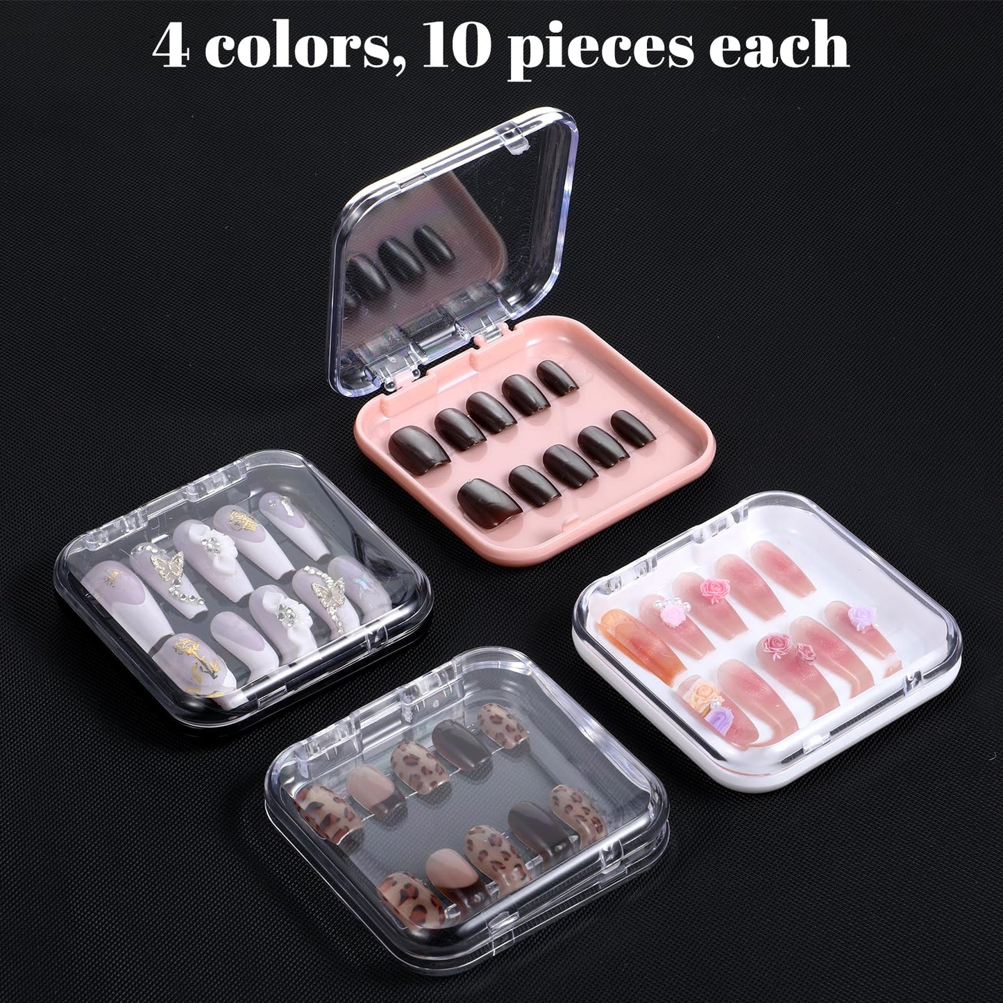 40Pcs Press On Containers Nail Packaging Boxes Acrylic Nails Containers Organizer Cases for Packaging 120Pcs Double Sided Adhesive Nail Tape for Naill Art Salon Supplies