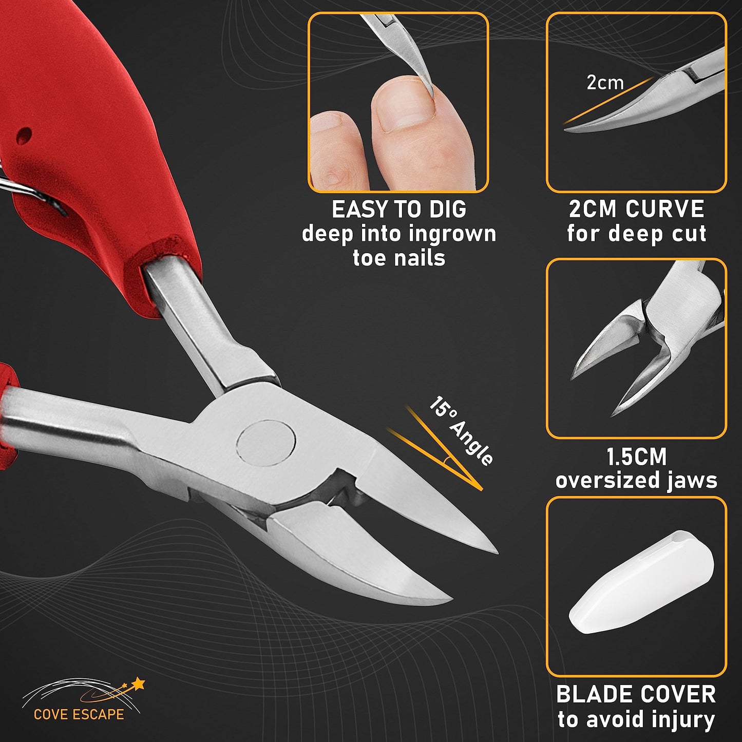 Toenail Clippers for Seniors Thick Toenails- Heavy Duty Podiatrist Ingrown Toe Nail Cutter for Men, Professional & Adults - Easy Grip Handle Stainless Steel (Large, 8, Count)