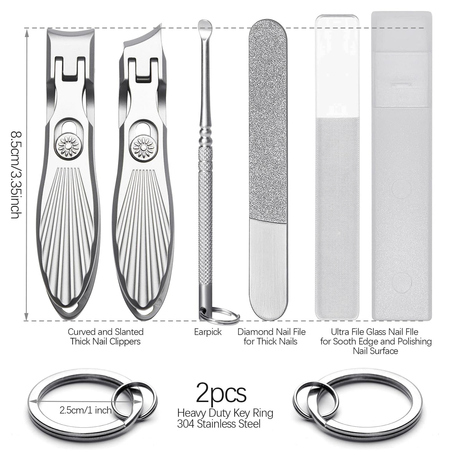 VOGARB Curved and Slanted Nail Clippers Set for Men, Toe Nail Clippers for Seniors Thick Toenails, Large Wide Jaw Opening Sharp Nail Cutter with Catcher Heavy Duty for Adult Women