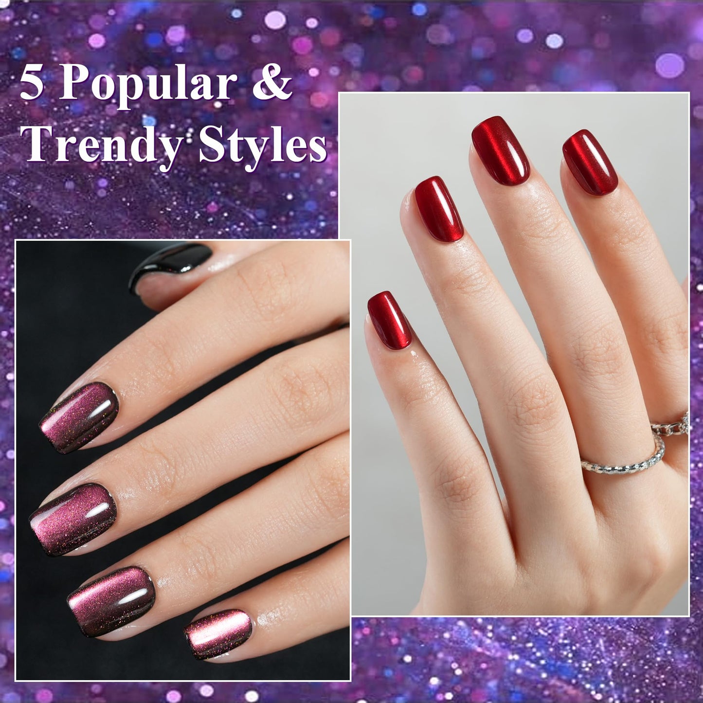 Two cat eye press-on nail sets