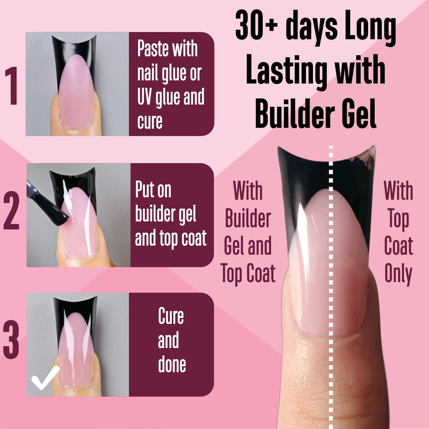 NOVO OVO Halloween Black French Tip Duck Feet Nail Tips Full Cover for Press on Acrylic with Moon Curve, Thick Medim Pre-Etched Matter Flare Wide Soft Gel Fake False Nail Extension x 15 Sizes 150 pcs