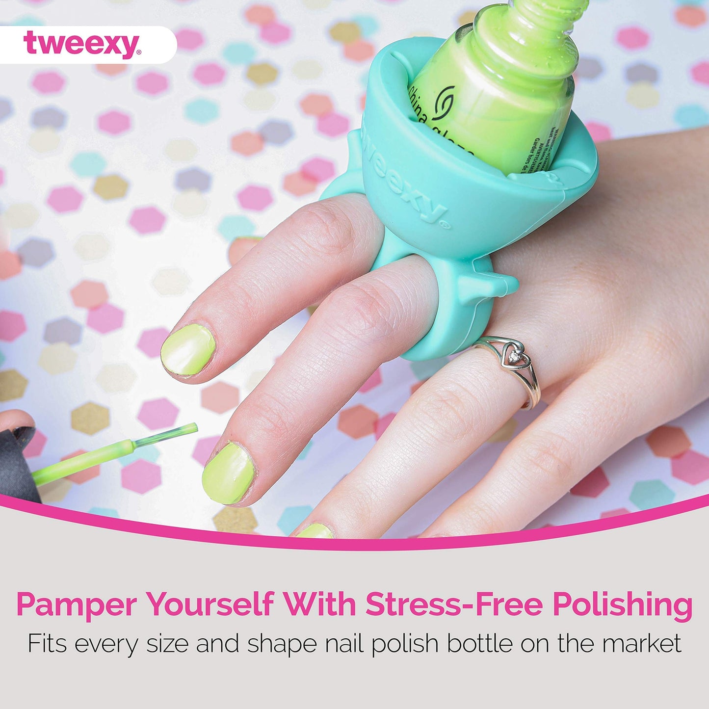 tweexy - 2 pack - Pink and Spa Green Wearable Nail Polish Holders…