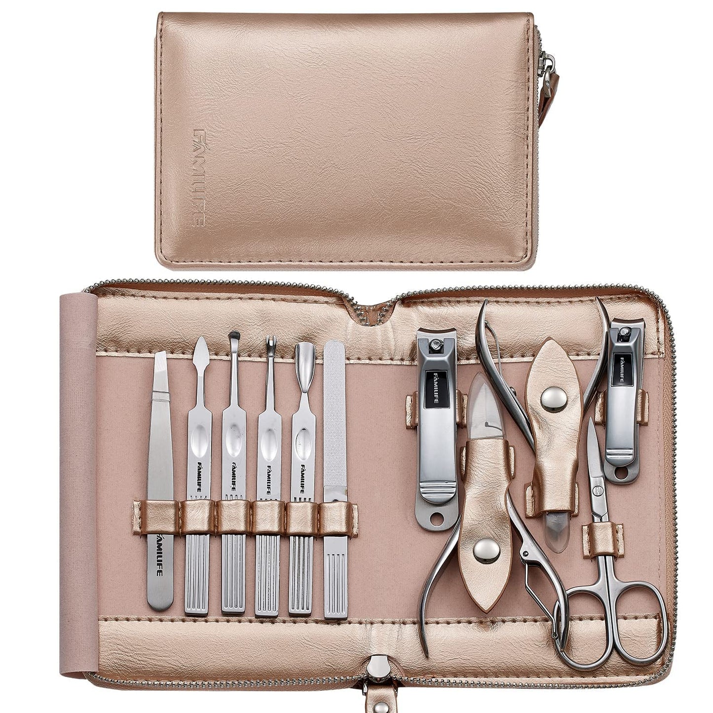 FAMILIFE Manicure Set, Professional Manicure Kit Nail Clippers Set 13pcs Stainless Steel and 11 in 1 Christmas Gift for Women and Men Nail Kit Manicure and Pedicure Set