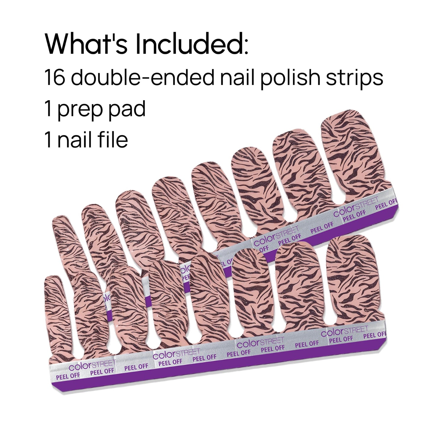 Color Street Born to Be Wild Nail Strips - Brown & Taupe Animal Print with Gold Glitter, Glitter Finish, 16 Double-Ended Nail Polish Strips