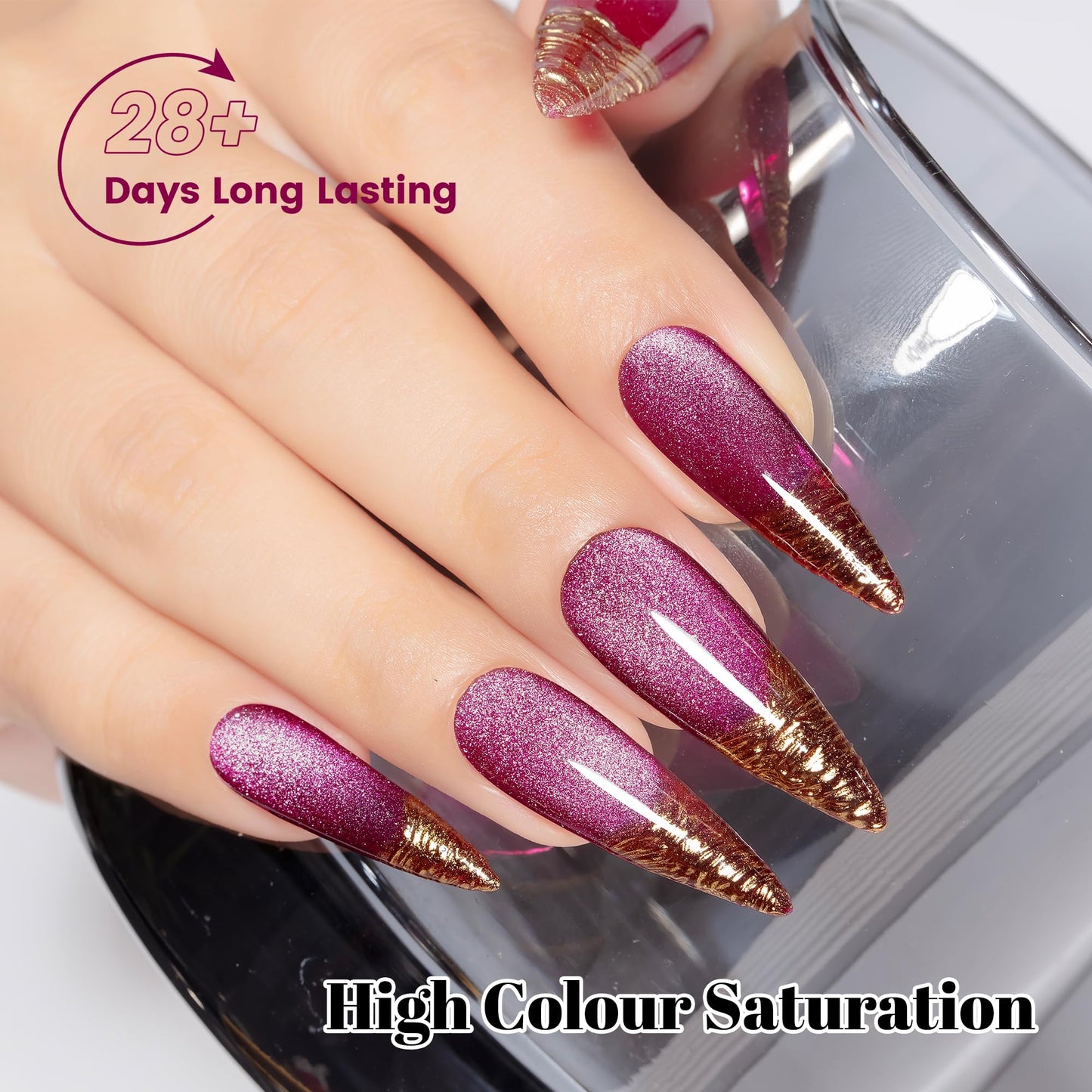 YTD Likomey Cat Eye Gel Nail Polish Set,Summer 8 Colors Crystal Magnetic Glitter with Magnet Stick Kit,Silver Green Blue Black Champagne Gold Brown Plum UV Color Varnish,0.25 Fl Oz 7.5 ml