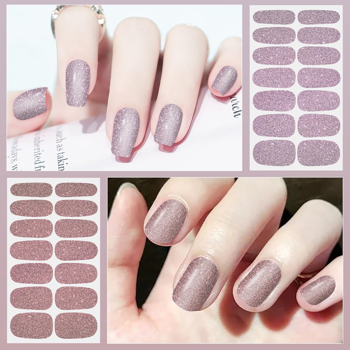 DANNEASY 24 Sheets Nail Polish Stickers Full Nail WrapsSolid Color Nail Polish Strips for Women Gel Nail Strips Self Adhesive Fingernail Stickers Manicure Kit with File, Cuticle Stick