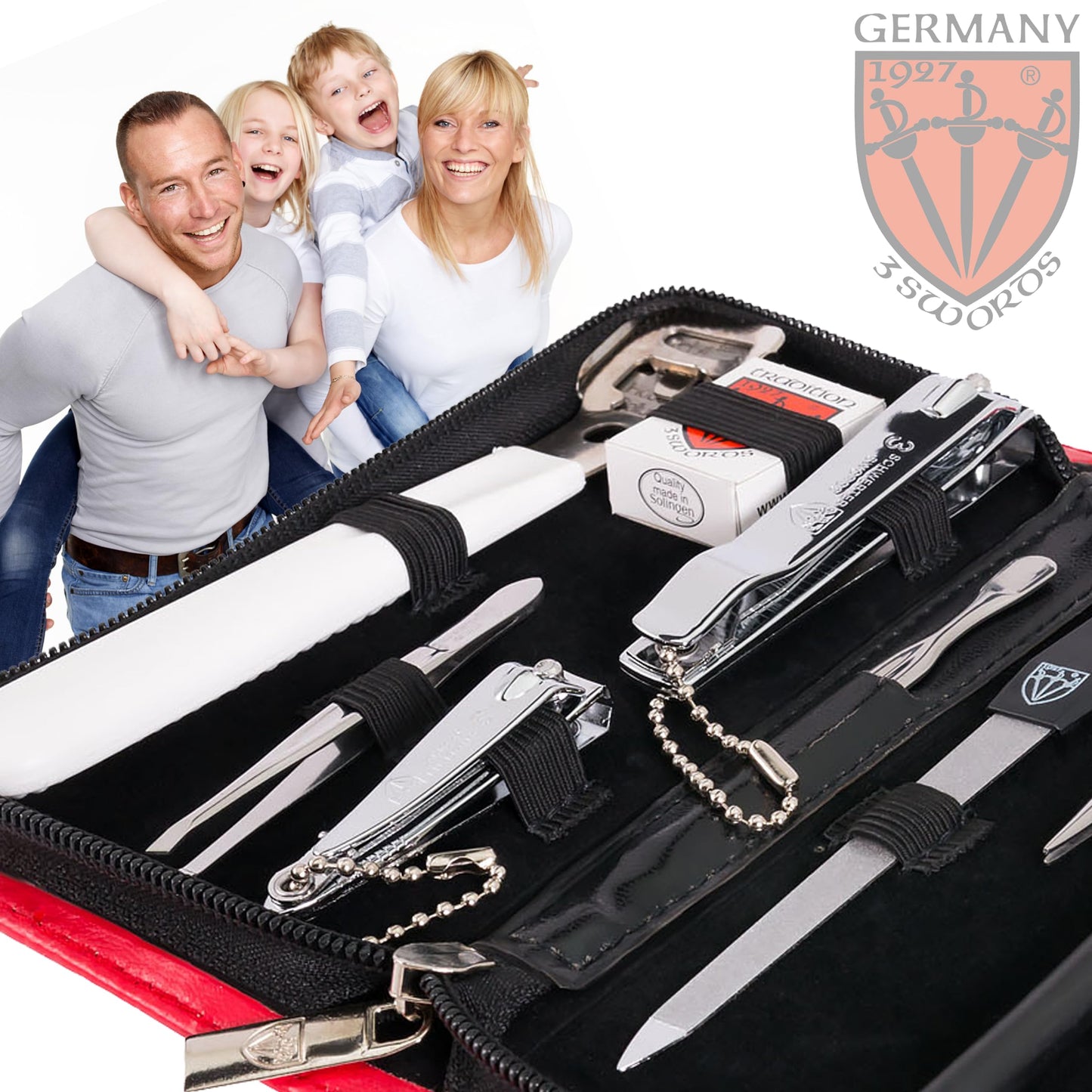 3 Swords Germany - Brand Quality 9-piece Pedicure kit Set - Callus Remover and Nail Care Tools - Made in Solingen/Germany