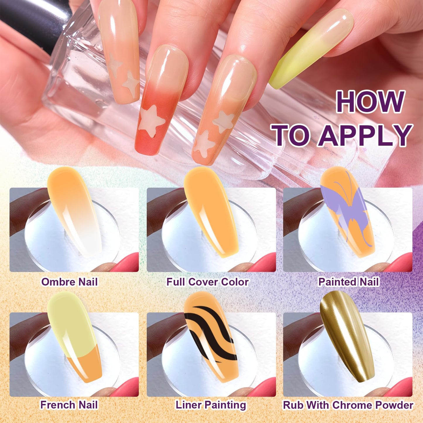 U-Shinein Gradient Painting Gel, 9 Colors Ombre Gel Nail Polish Summer Hot Bule for Pigment Pat Nails Aura Nails, French Manicure DIY Nail Art Soak of UV Palette Bechside Candy