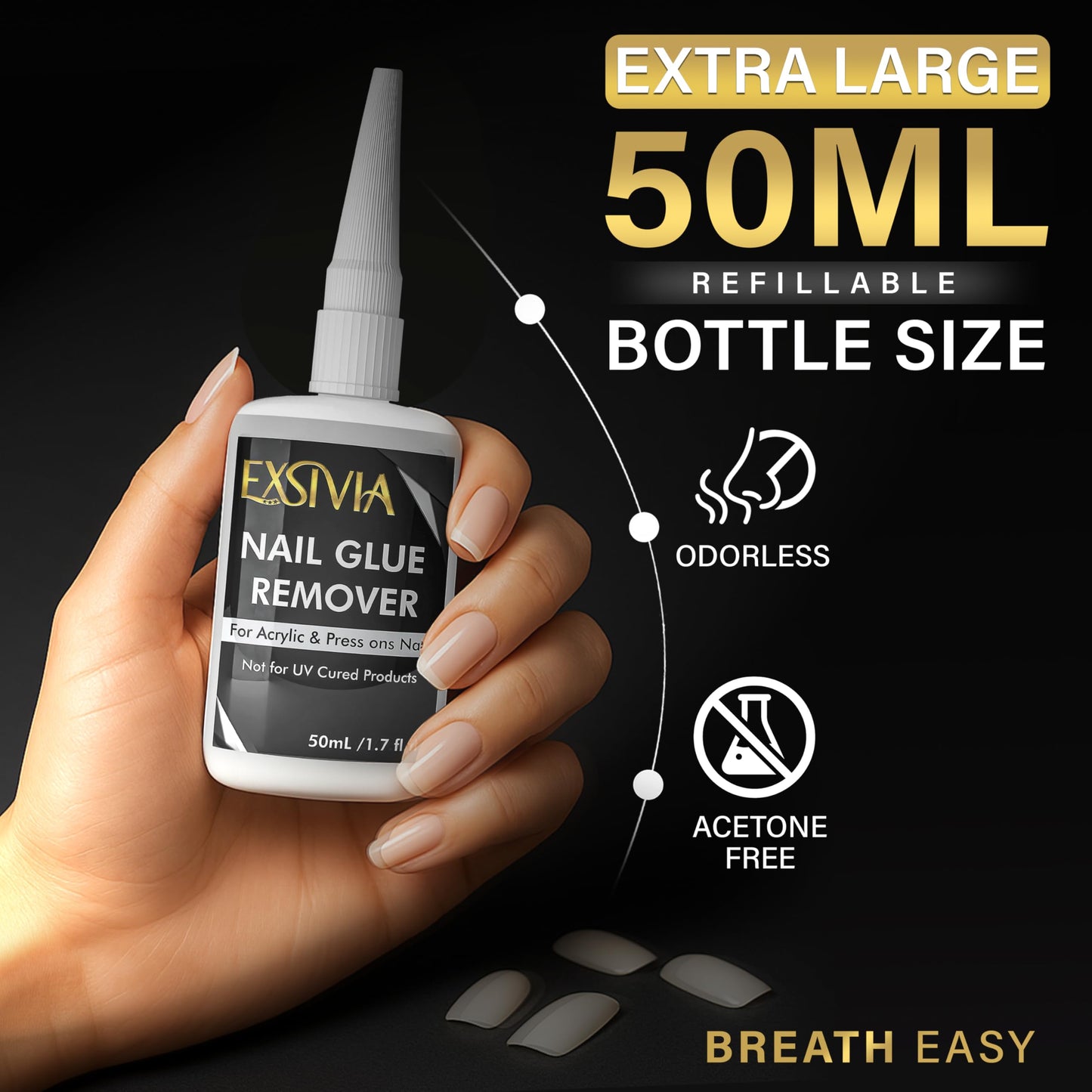 Super Strong 2nd Generation Nail Glue (10ml) & Acetone-Free Remover (50ml) with Cuticle Pushers, Essential Press-On Nail Kit, Quick Dry, Long-Lasting Bond, No UV Lamp Needed