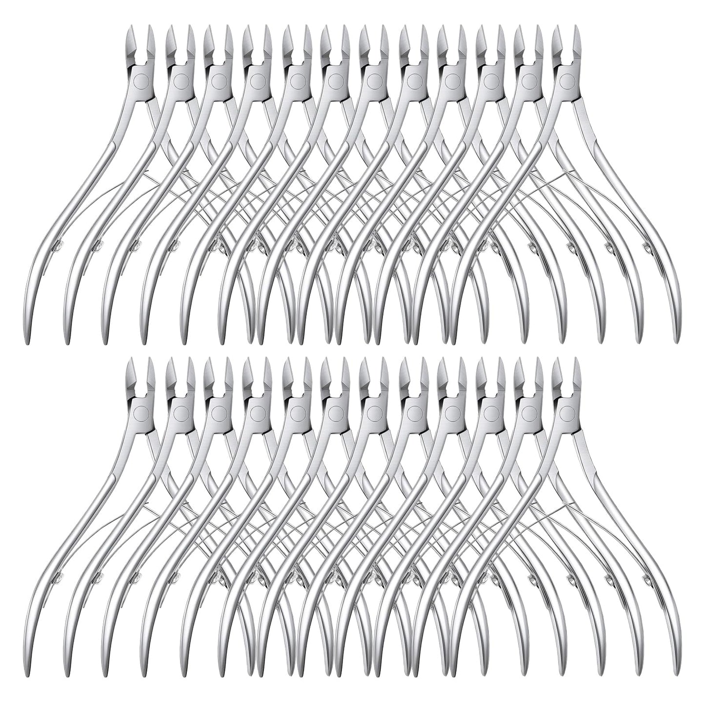 LECEHIVO 24 Pcs Cuticle Trimmer Stainless Steel Nail Edge Cutters Nippers Dead Skin Remover Care Clippers Manicure Pedicure Nipper Tools Bulk for Fingernails and Toenails