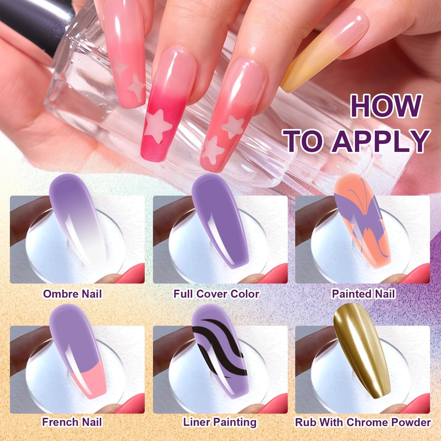 U-Shinein Gradient Painting Gel, 9 Bright Colors Ombre Gel Nail Polish Light Pink Blue Summer Kit Sponging for Pigment Pat Nails Aura Nails French Manicure Soak Off UV Bloom Summer
