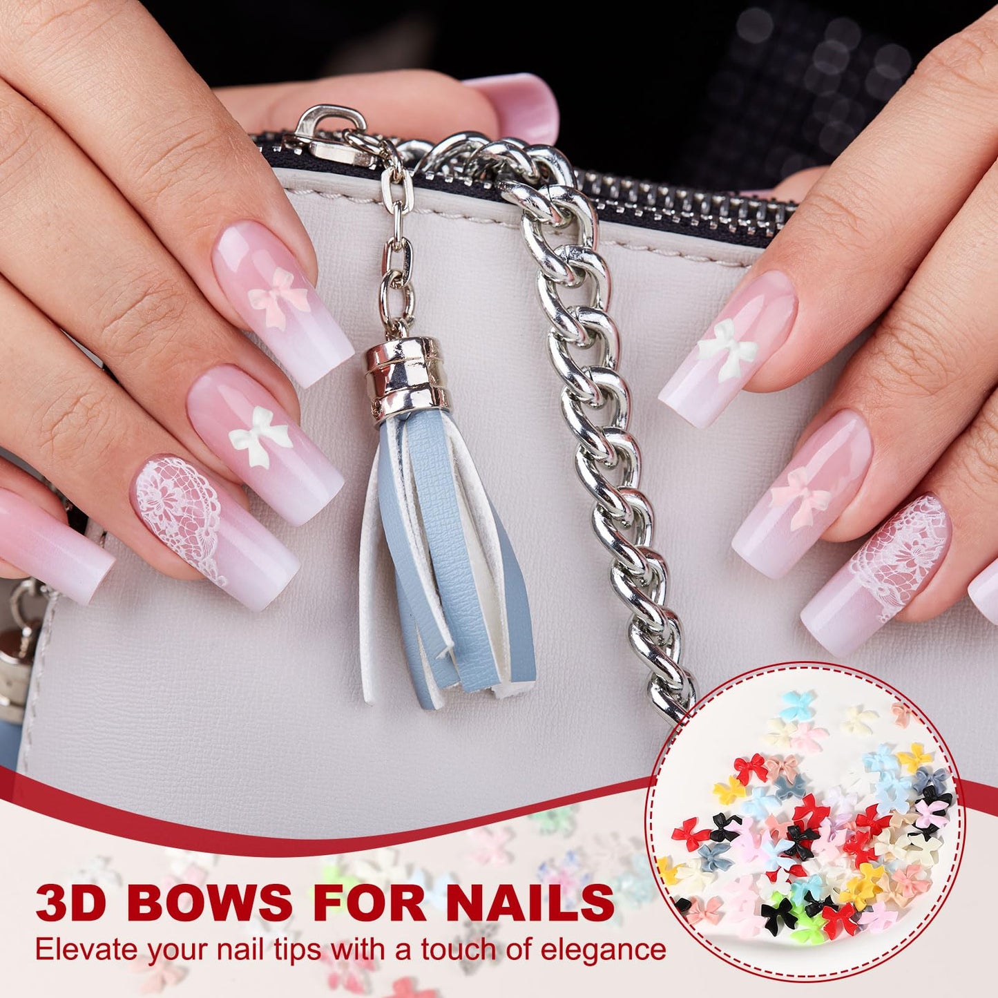 YELARXI Nail Bows, 3D Flowers for Nails Acrylic Resin Bows Art Accessories - Fitting for (DIY Manicure - Tips Decoration - Women and Girls) 100 Pcs & Dusty Rose