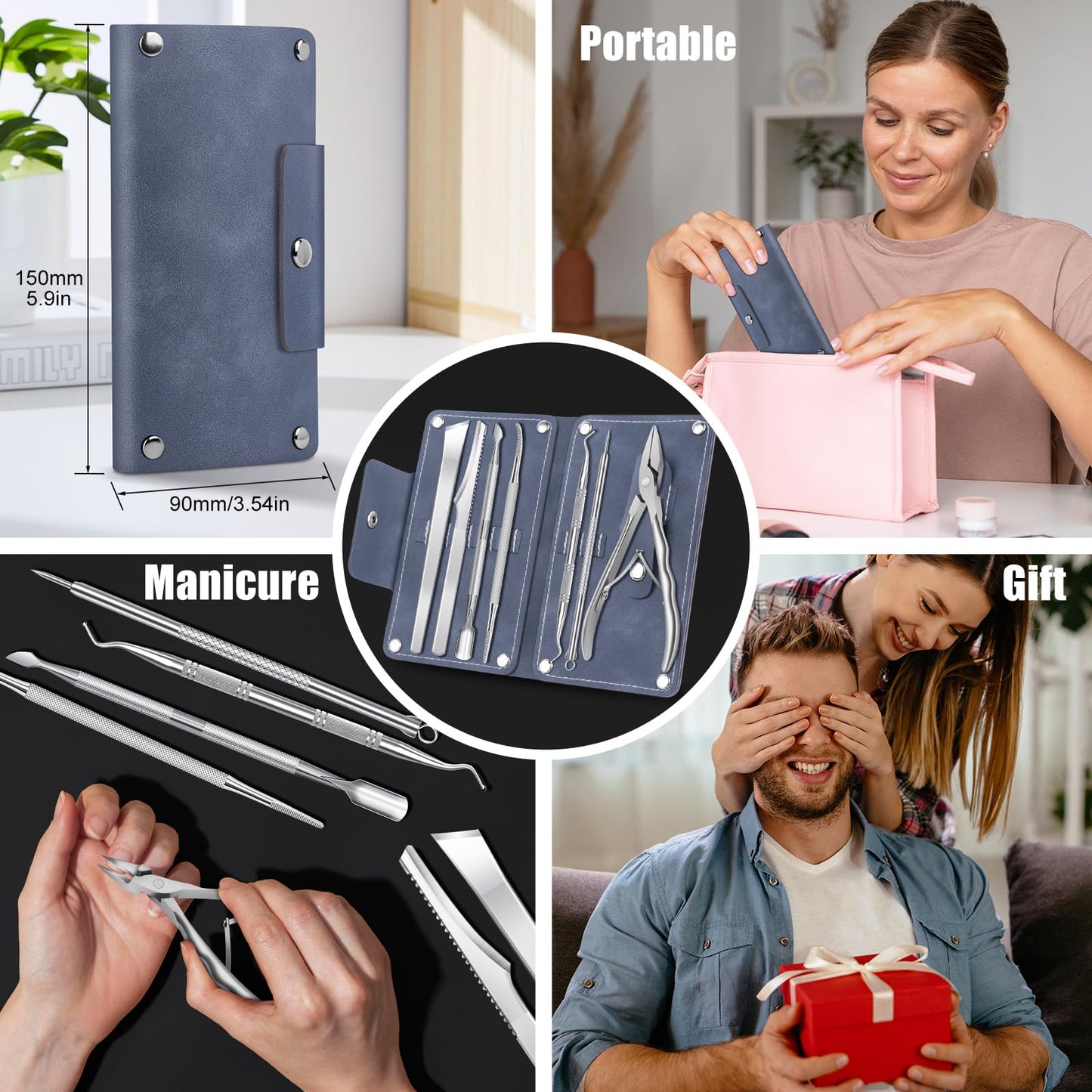 7-Piece Ingrown Toenail Treatment Set, Professional Stainless Steel Ingrown Toenail Removal Kit, Toenail Clippers for Thick Toenails, Pedicure Tools for Feet, Nail Clippers for Thick and Ingrown Nails