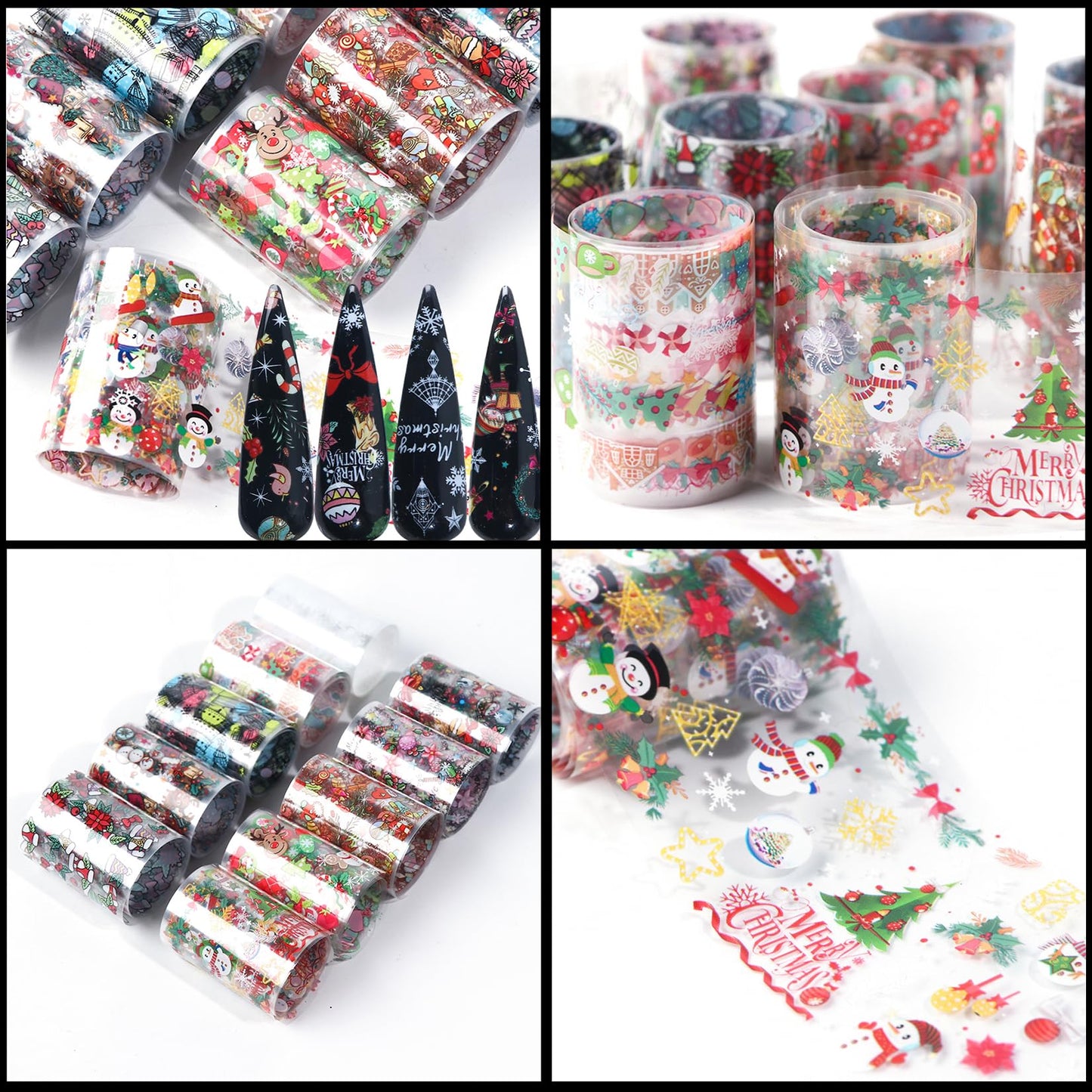 Christmas Nail Foil Transfer Nail Art 50 Sheets Winter Snowflake Stickers Xmas Tree Snowman Elk Star Nail Art Foil for Holiday Nails Art Design for Women Manicure Decoration DIY Supplies