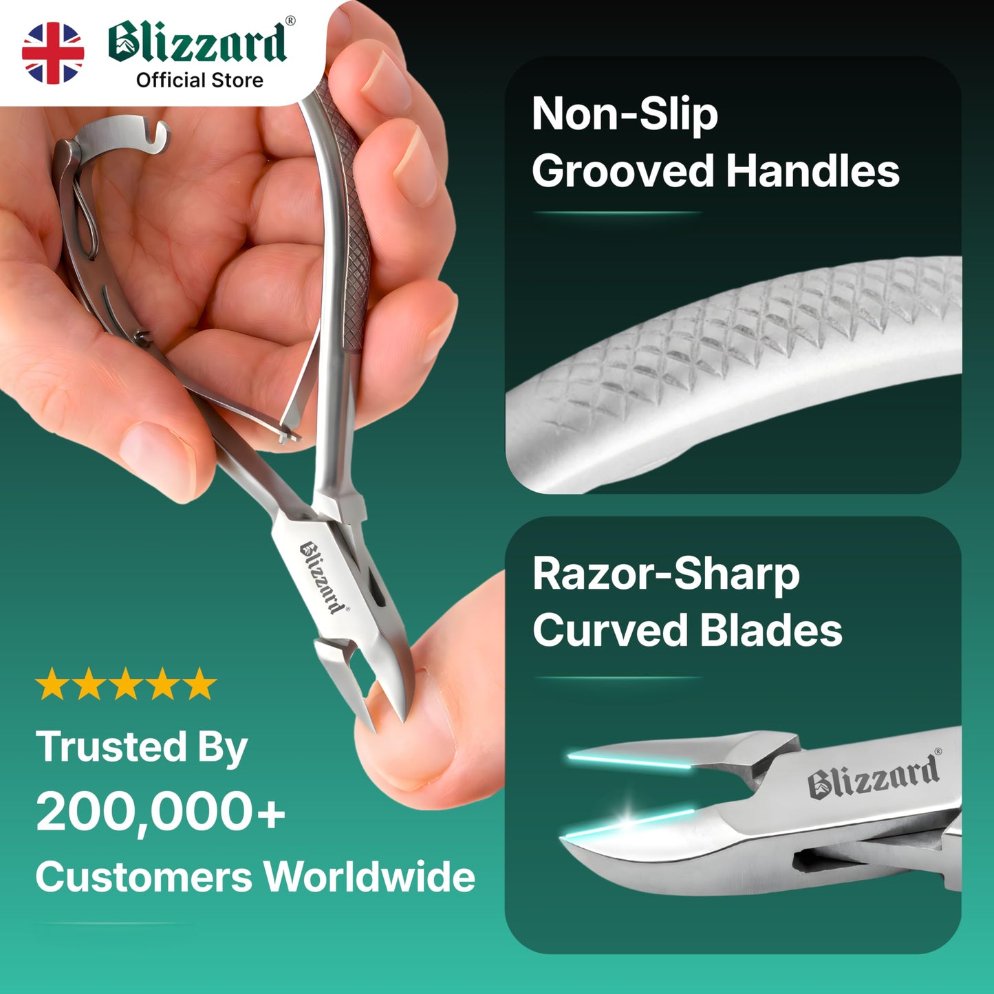 Blizzard Toenail Clippers - Podiatrist Toe Nail Clippers for Thick Nails for Seniors - German Forged Nail Cutter - Heavy Duty Nail Clippers for Men with Toenail File - 5.5" Concave Head, Double Spring