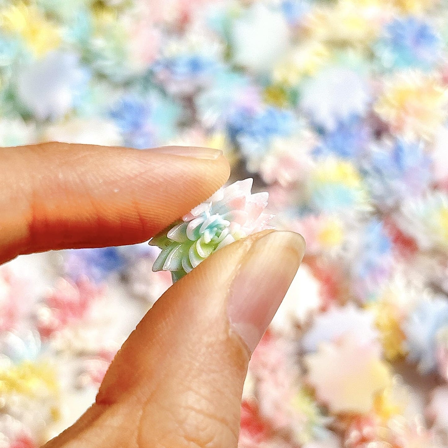 AWDSLUY 50Pcs Colorful Flower Nail Art Charms Glow in The Dark Spring Summer Soft Lotus Color Blocking Nail Charms Nail Supplies 3D Flatback Resin Nail Rhinestone Diamonds for Women Manicure DIY
