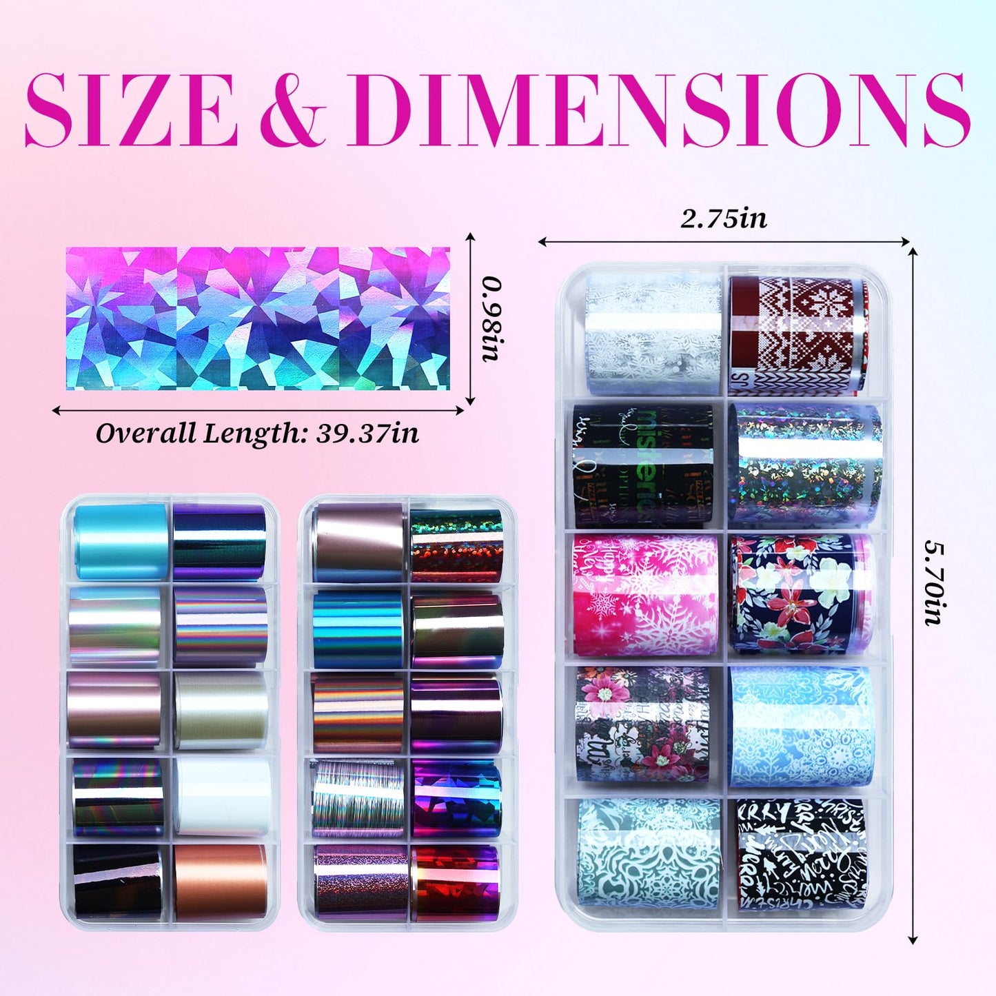 AddFavor Transfer Nail Foil Holographic Nail Art Sticker Decals Transfer Foils for Women Girls, 30 Roll