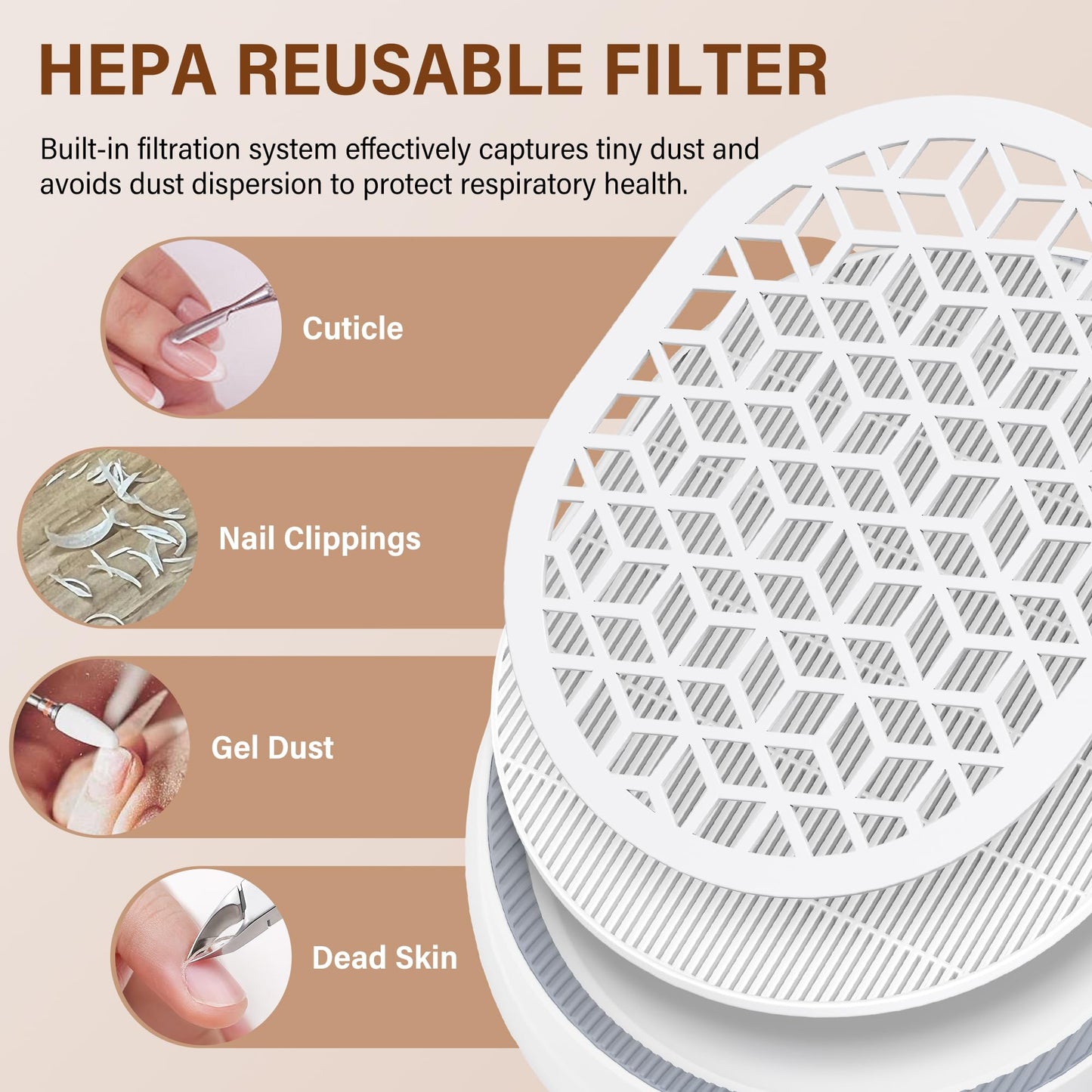 LSNDRGNail Dust Collector 4500RPM, Plug-in Professional Dust Collector for Nail Tech & Nails, Strong Suction Rotary Adjustable Speed, Manicure Pedicure Vacuum Fan for Salon Home Use