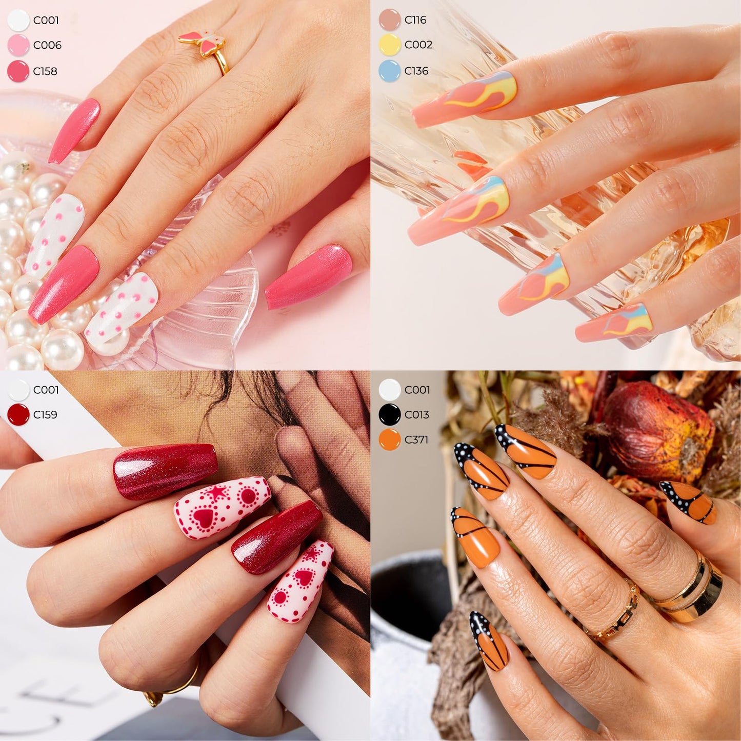 ROSALIND 30pcs Gel Nail Polish Set with Base and Glossy & Matte & Glitter Top Coat, 26 Colors Gel Polish Set Pink Nude Red Yellow Green Black White Nail Kit LED Needed Salon DIY Home Gift for Women