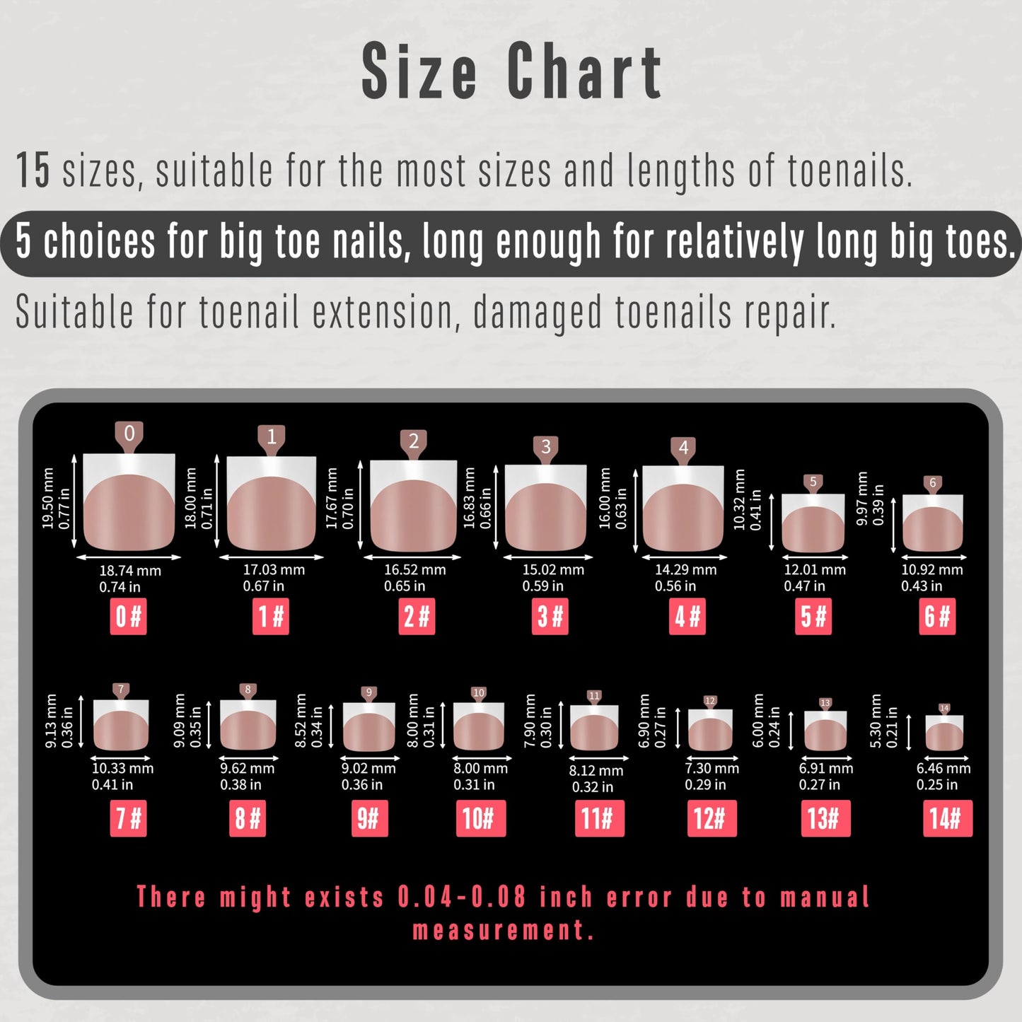 MUTIOVO French Tip Toe Nail Tips Press on, Sharp Square Pre-Designed Soft Gel False Toenail Extension, BROWN PINK Pre-applied Tip Primer & Base Coat, Full Cover Acrylic for DIY x 15 Sizes 240 pcs