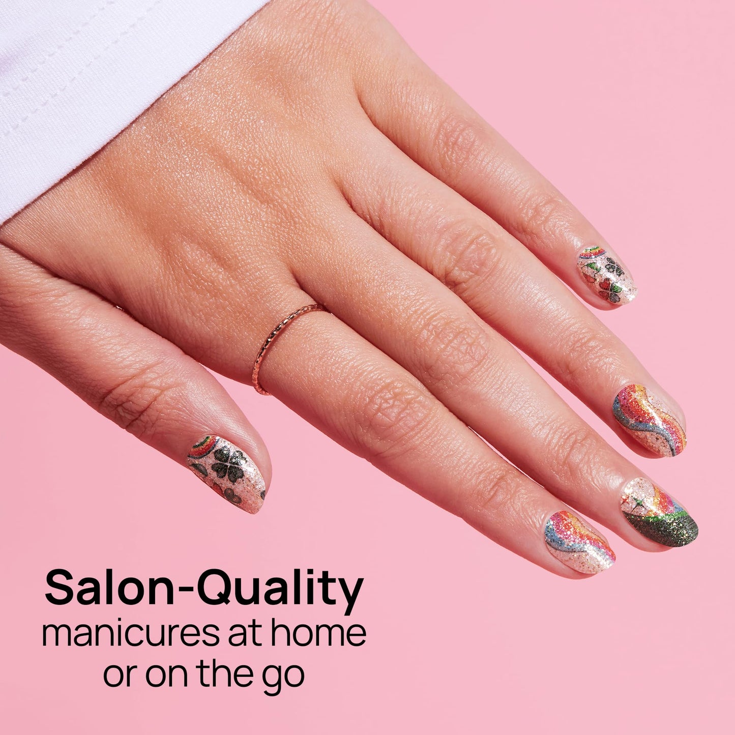 Color Street - Charms and All - Glittery Nail Polish Strips with Glitter Finish, Real Nail Polish Strip, Glam Manicure Set - 16 Strips