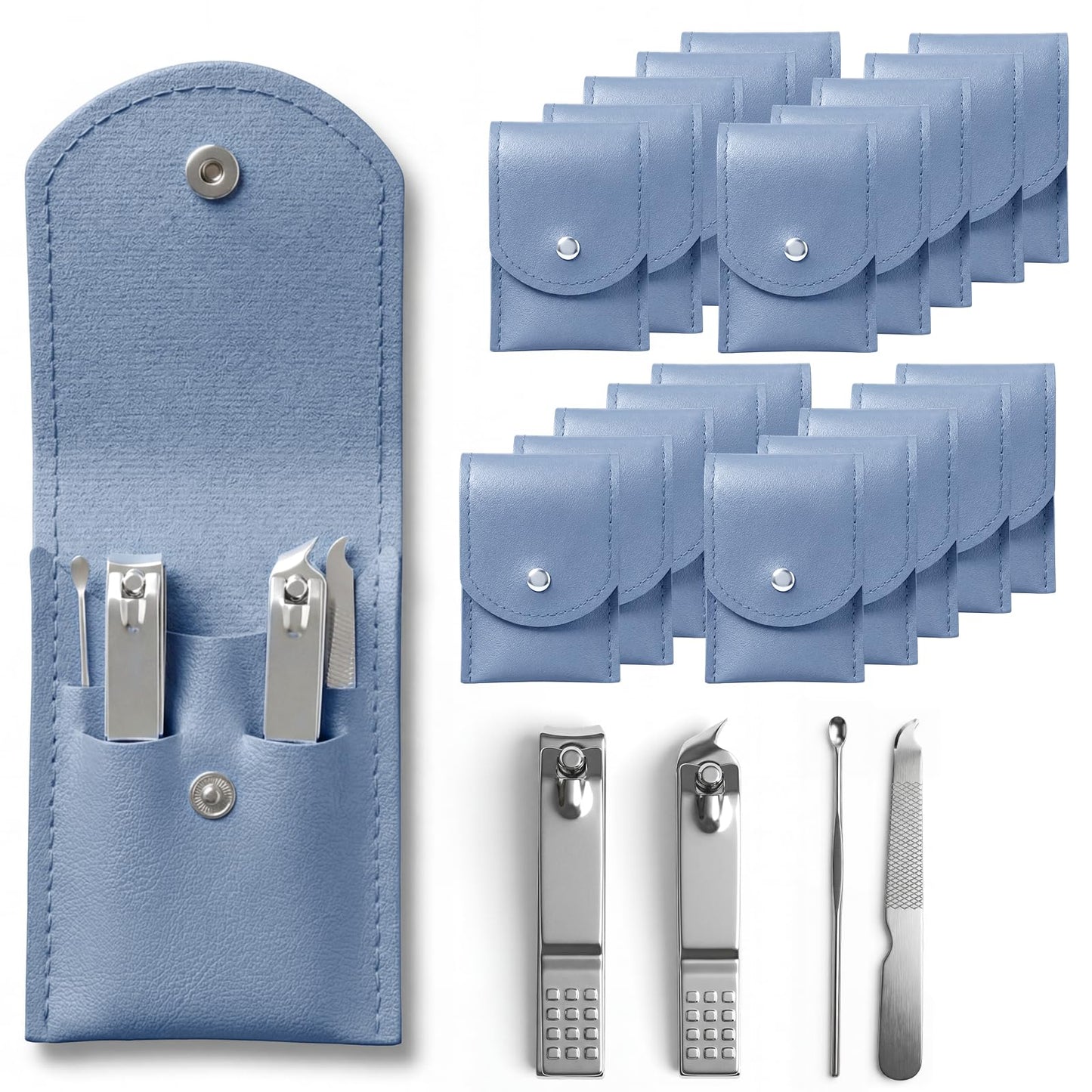 RISESAILS 20-Piece Complete Nail Care Kit, Professional Manicure Set with Stainless Steel Tools for Home Use, Travel & Gifts | Portable Nail Clipper Kit in Blue Case(Blue)