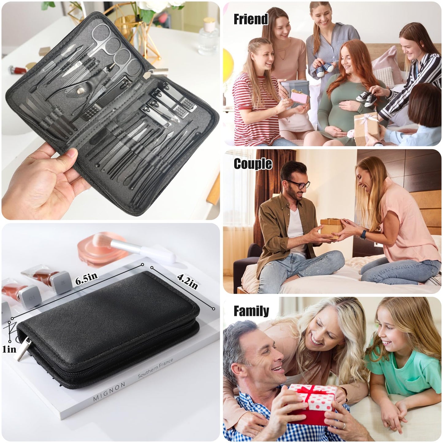 Manicure Set Pedicure Kit Womens Nail Clippers Set 32 in 1 Professional Grooming Care Tools Nail Kit Including Facial, Fingernails and Toenails Care with Travel Case Men Women