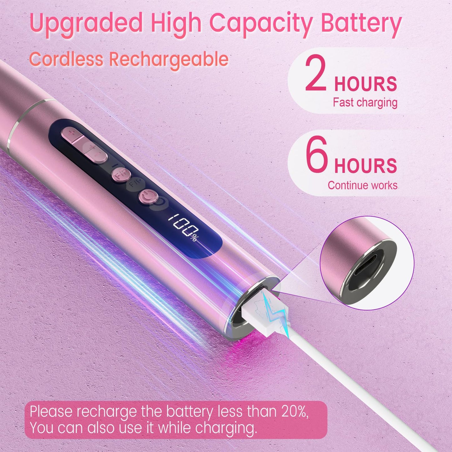 SnnyNyx Electric Nail Drill Professional, 35000RPM Cordless Acrylic Nail Kit for Nail Polish Remover, Nail Filer Electric Manicure and Pedicure kit (Rose Pink)