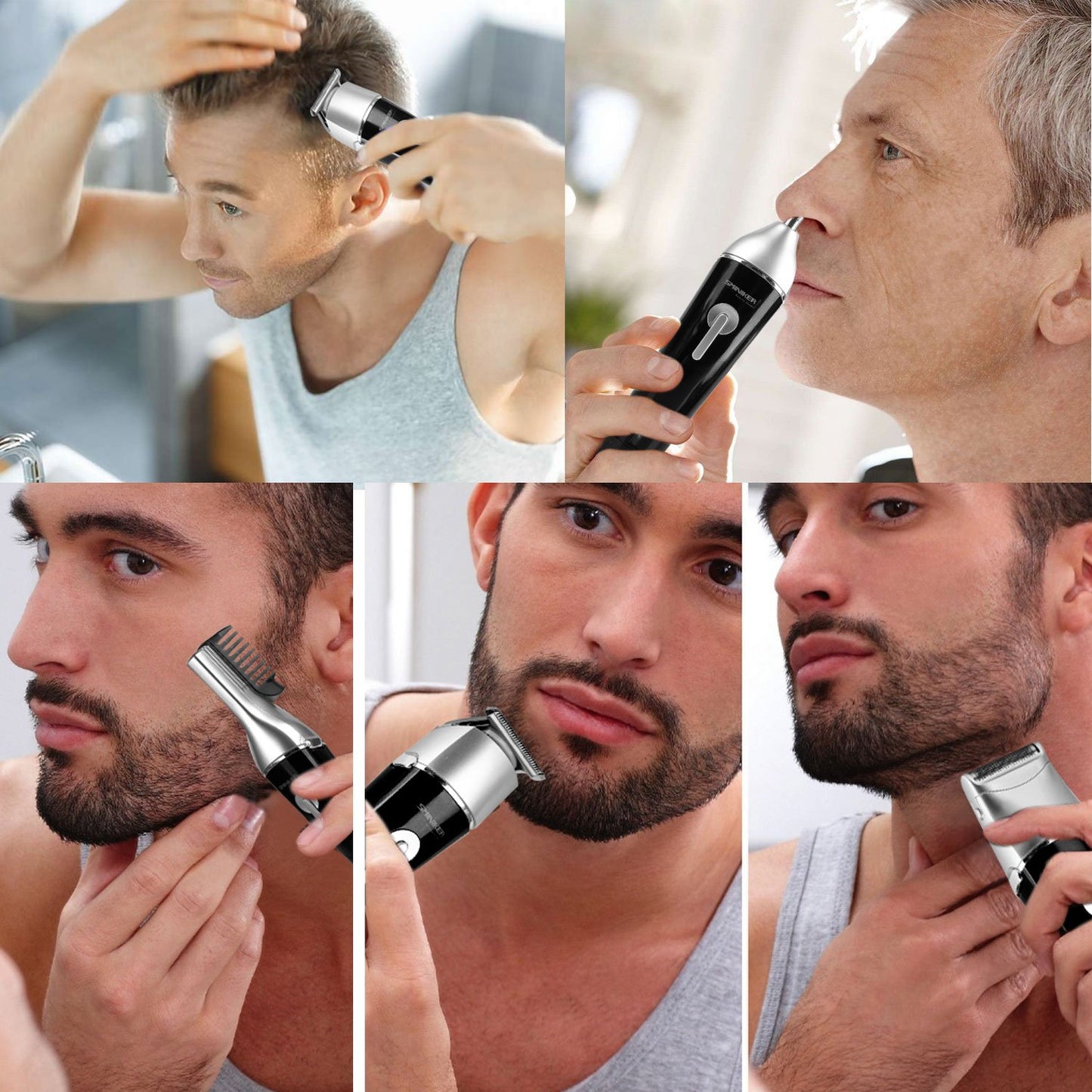 SMINIKER Professional 5 in 1 Multi-functional Waterproof Man's Grooming Kit Hair Clippers Beard Trimmer Kit Body Groomer Kit of Mustache Trimmer Nose Hair Trimmer Precision Trimmer